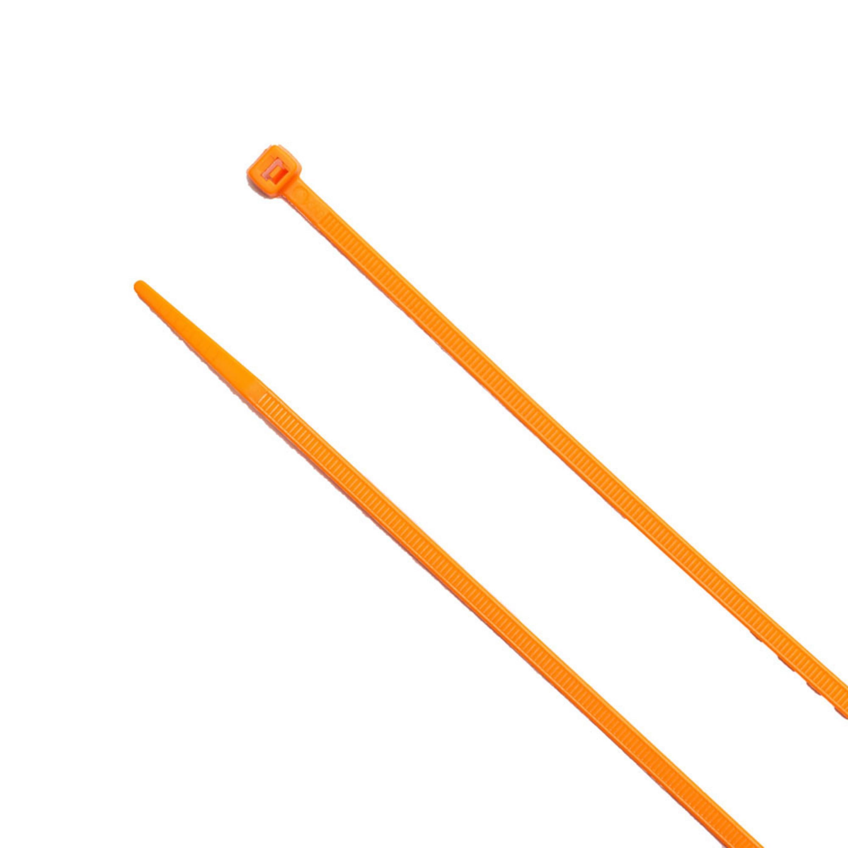 8-inch Fluorescent Orange Multi-Purpose Zip Tie, 75-lb Tensile Strength, UL 21S Listed, 100-Pack