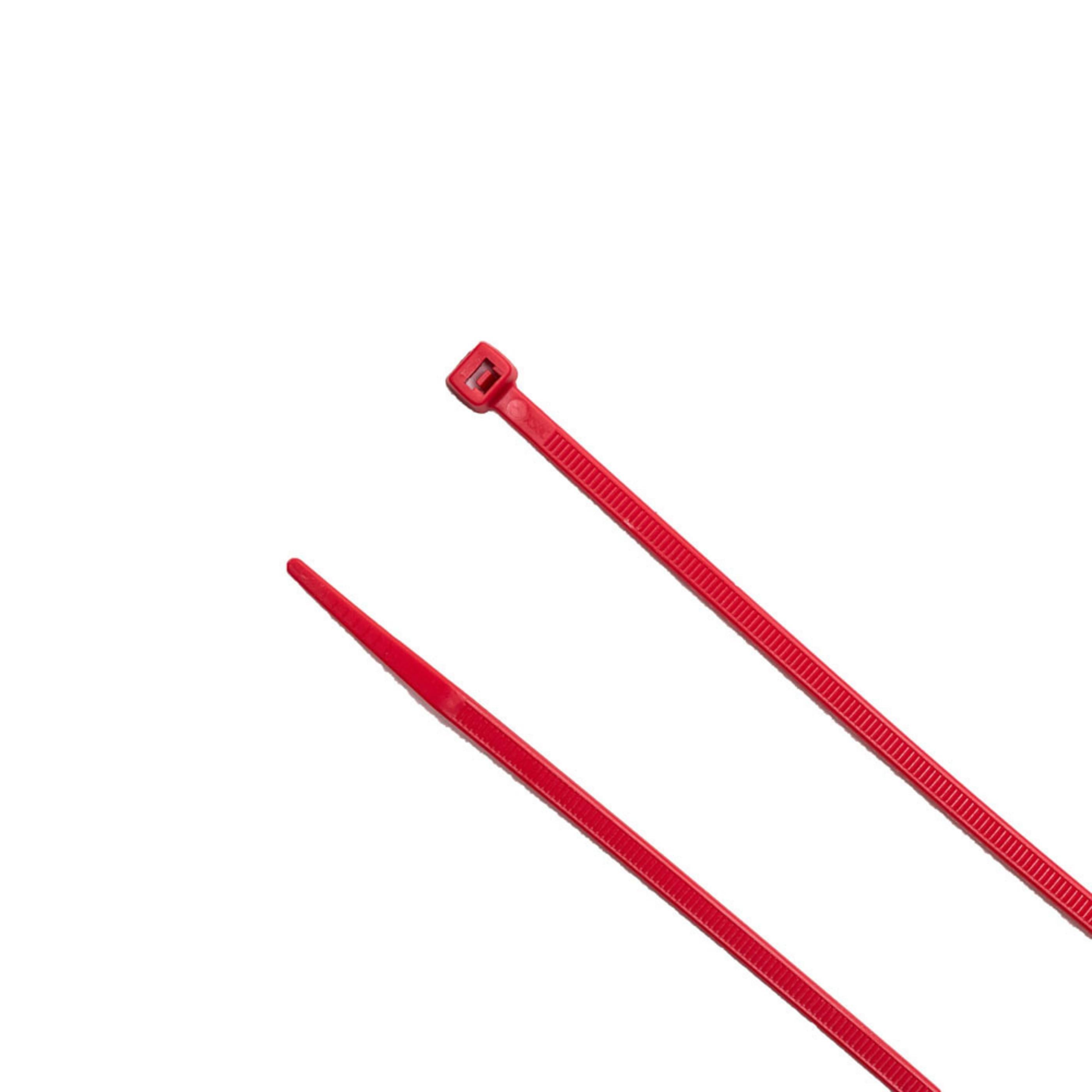 8-inch Red Multi-Purpose Zip Tie, 75-lb Tensile Strength, UL 21S Listed, 100-Pack