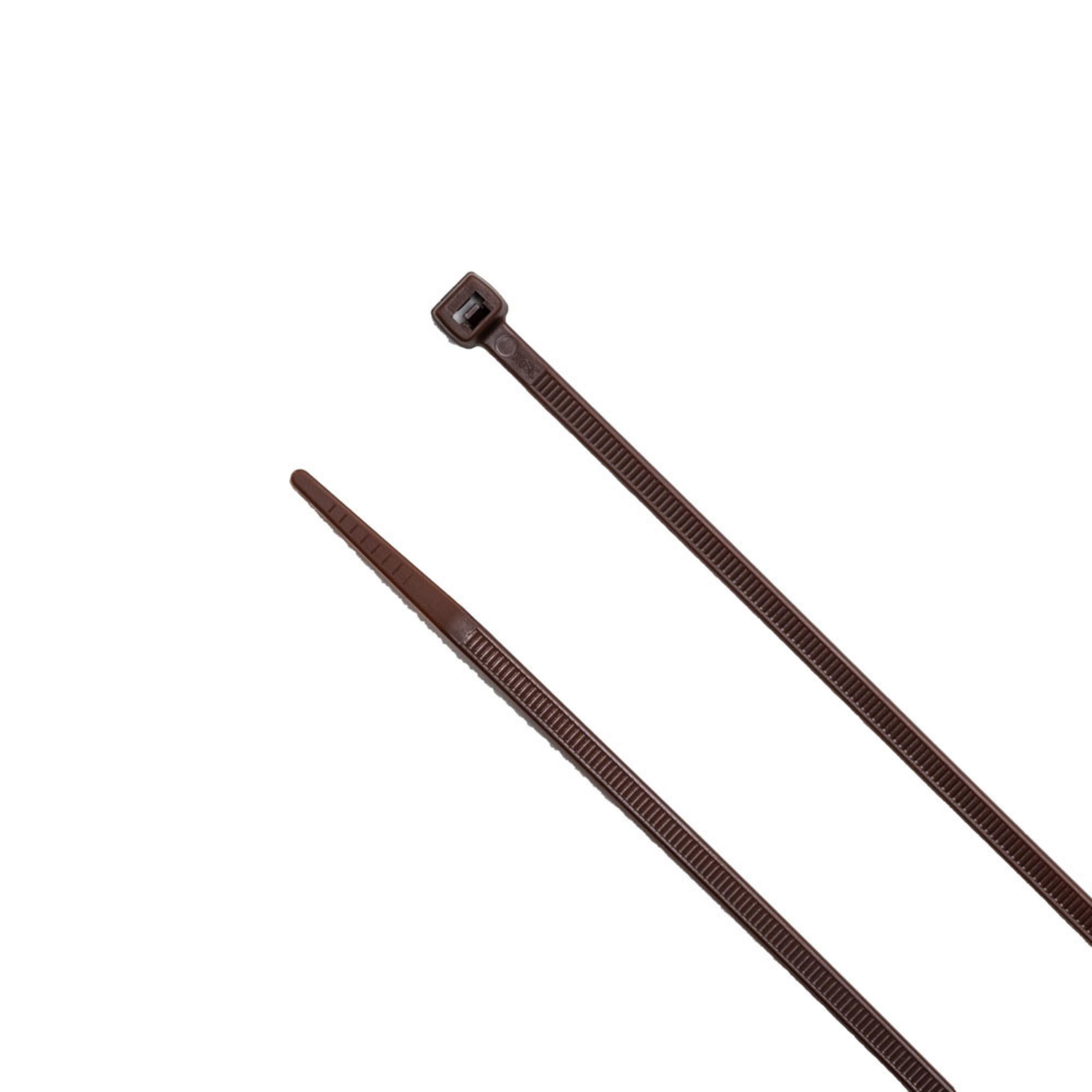 8-inch Dark Brown Multi-Purpose Zip Tie, 75-lb Tensile Strength, UL 21S Listed, 100-Pack
