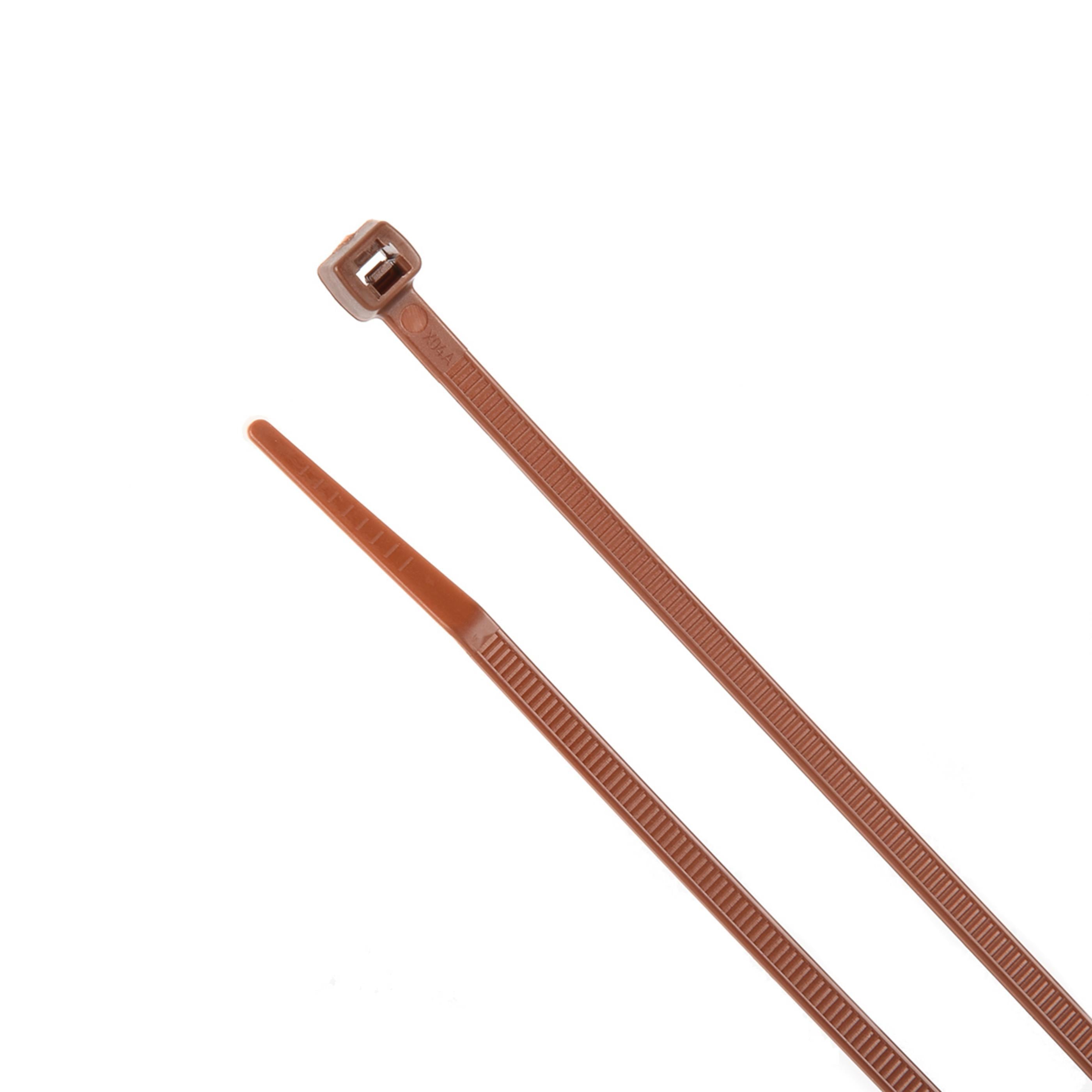 11-inch Dark Brown Multi-Purpose Zip Tie, 75-lb Tensile Strength, UL 21S Listed, 100-Pack