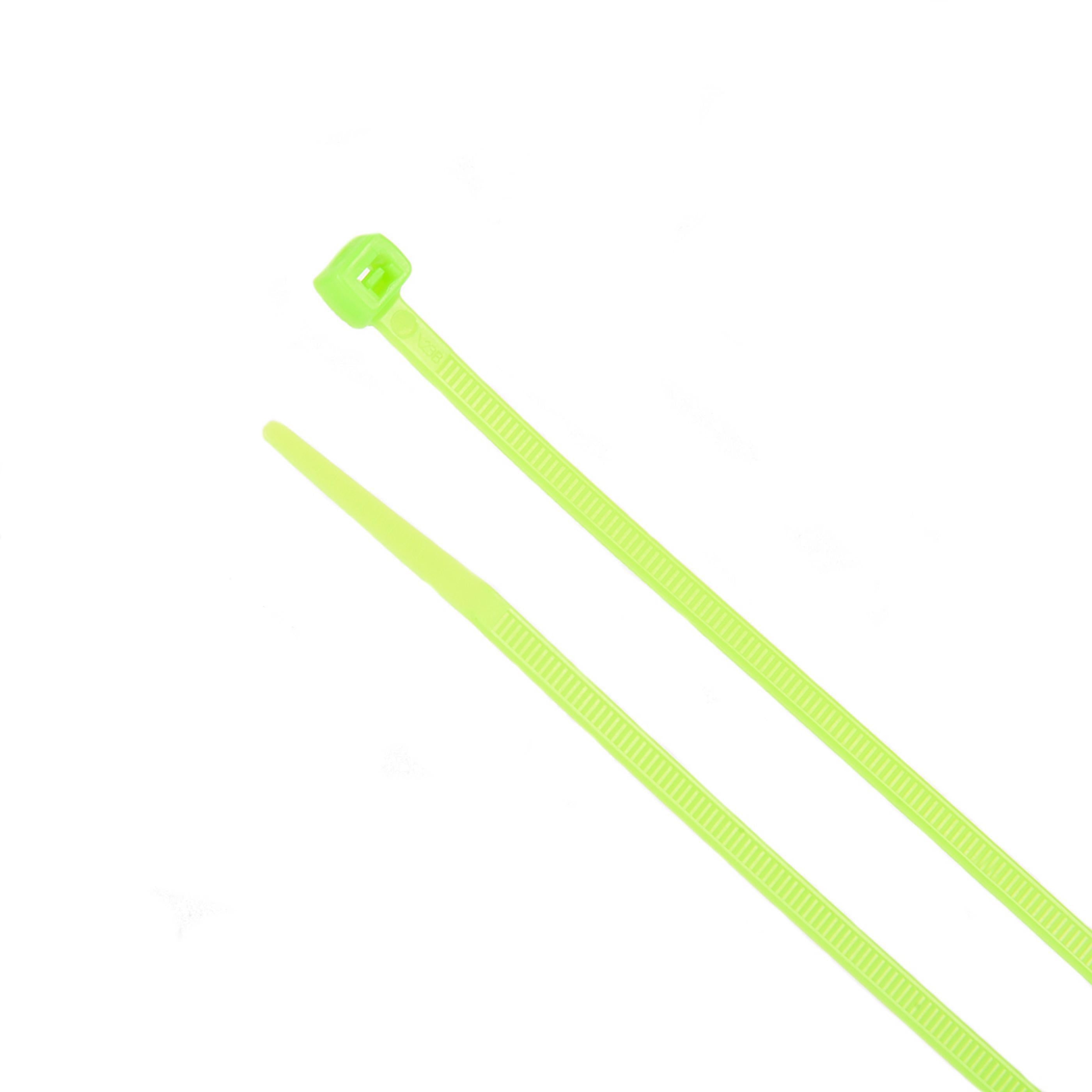 11-inch Fluorescent Green Multi-Purpose Zip Tie, 75-lb Tensile Strength, UL 21S Listed, 100-Pack