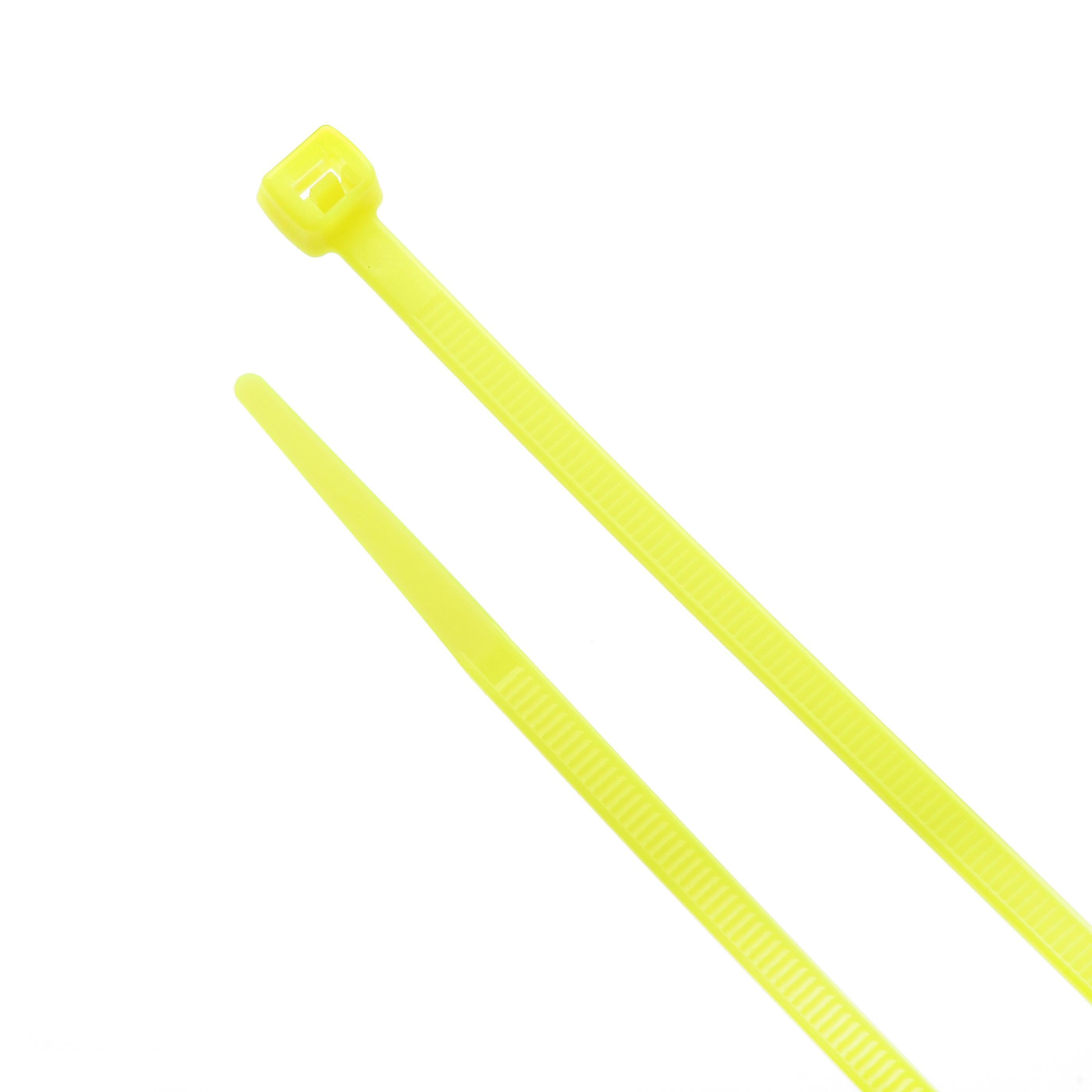 11-inch Fluorescent Yellow Multi-Purpose Zip Tie, 75-lb Tensile Strength, UL 21S Listed, 100-Pack