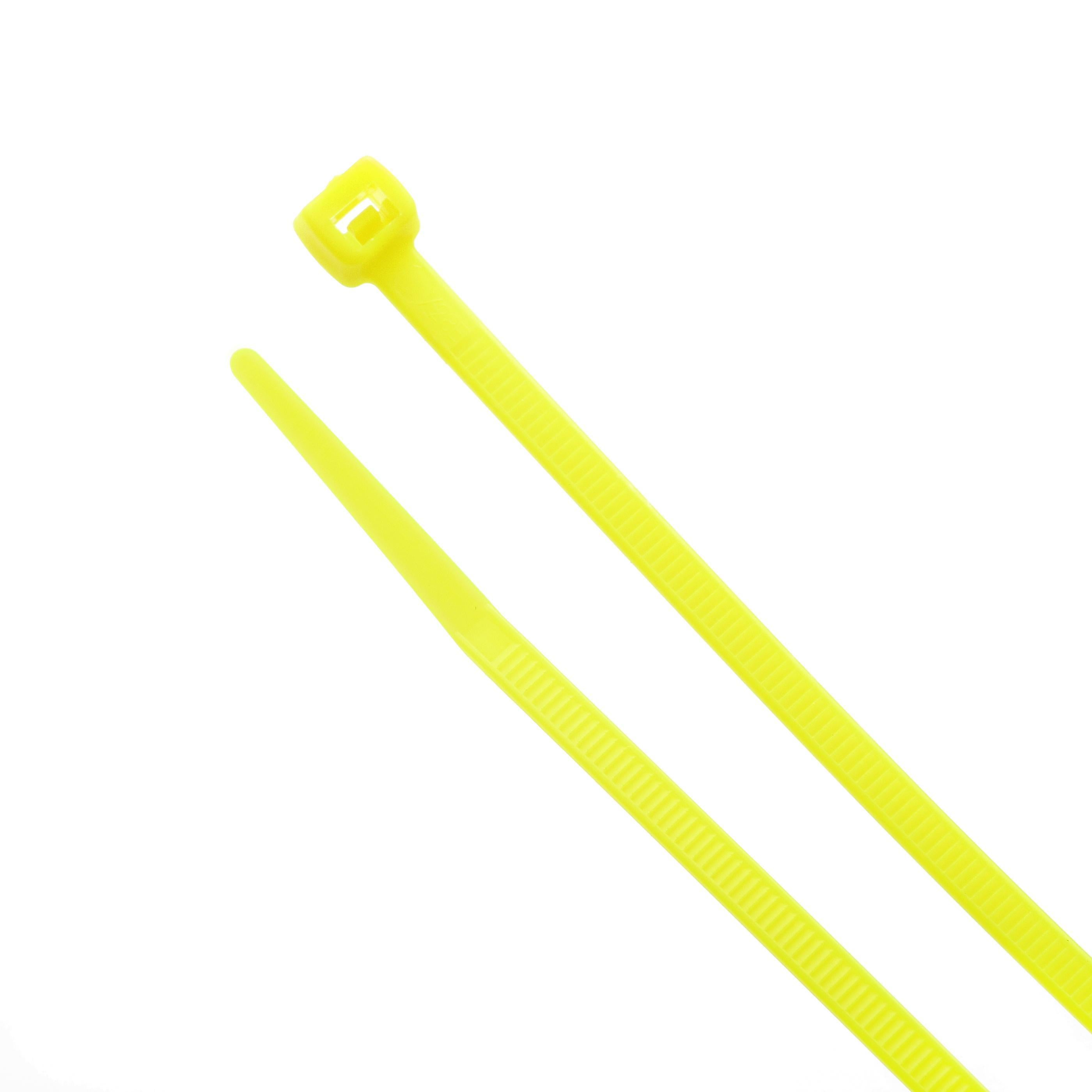 8-inch Fluorescent Yellow Multi-Purpose Zip Tie, 75-lb Tensile Strength, UL 21S Listed, 100-Pack