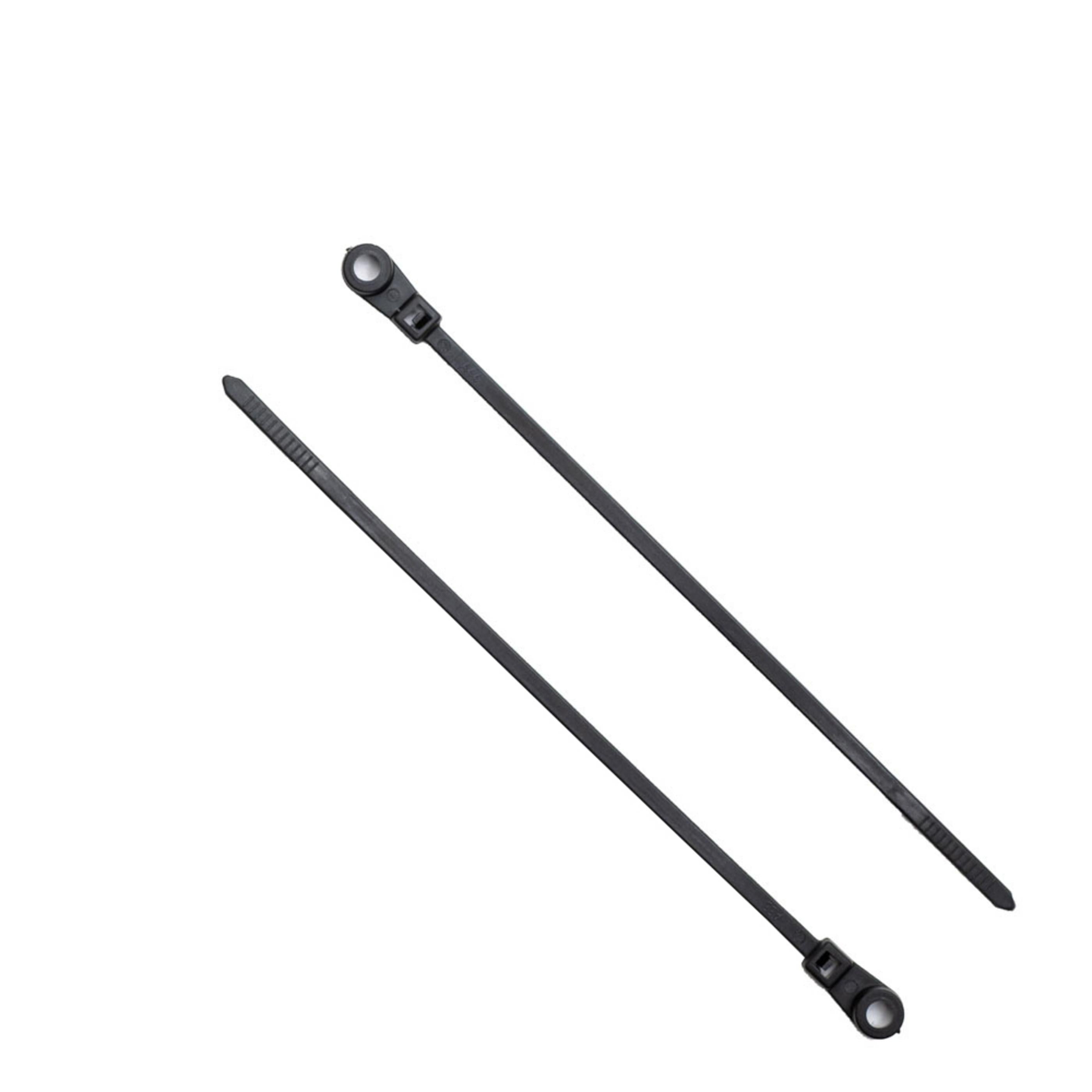 4.3-inch UV Resistant Black Screw Mount Zip Tie, 18-lb Tensile Strength, 100-Pack