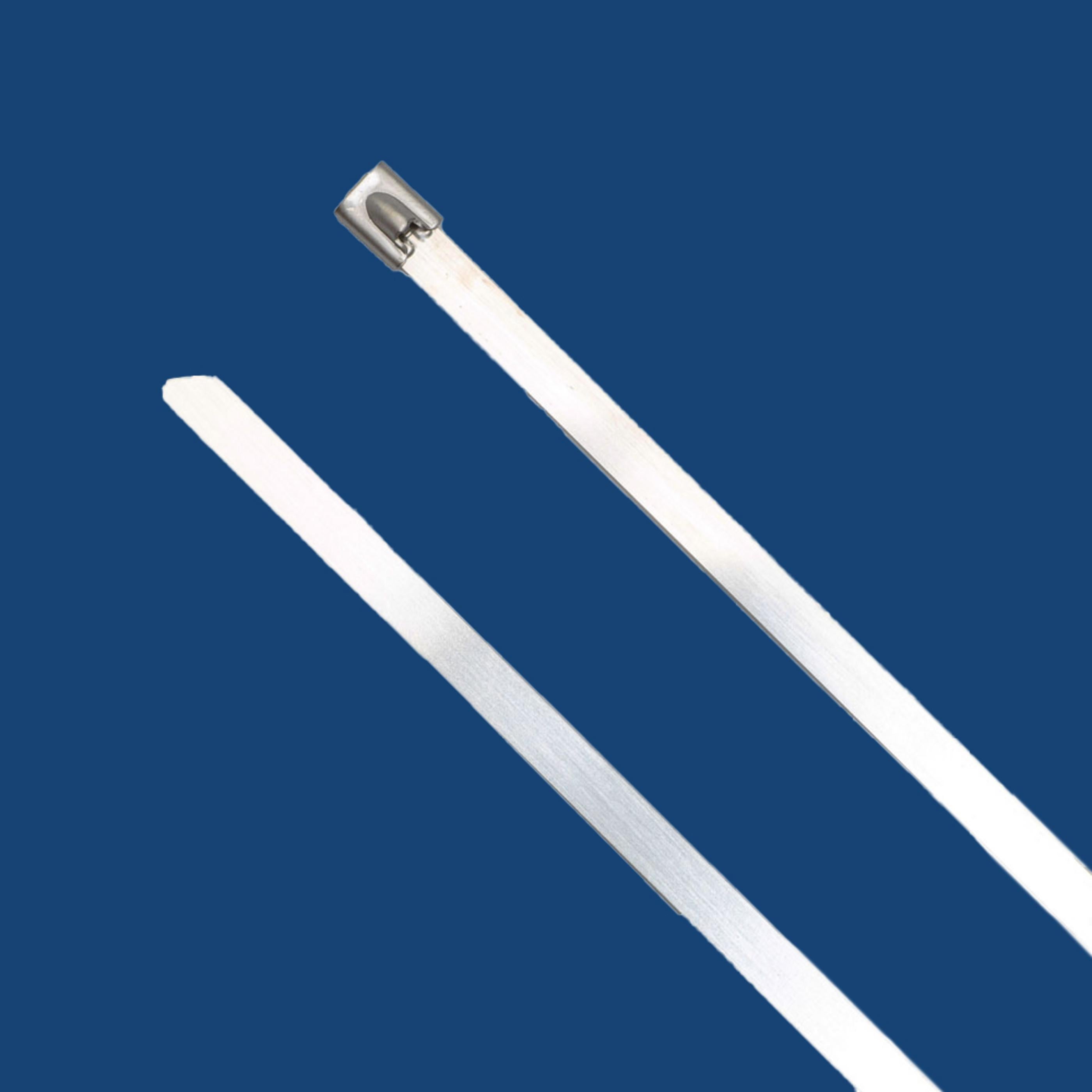14-inch UV Resistant Stainless Steel Zip Tie, 350-lb Tensile Strength, UL 2 Listed, 100-Pack