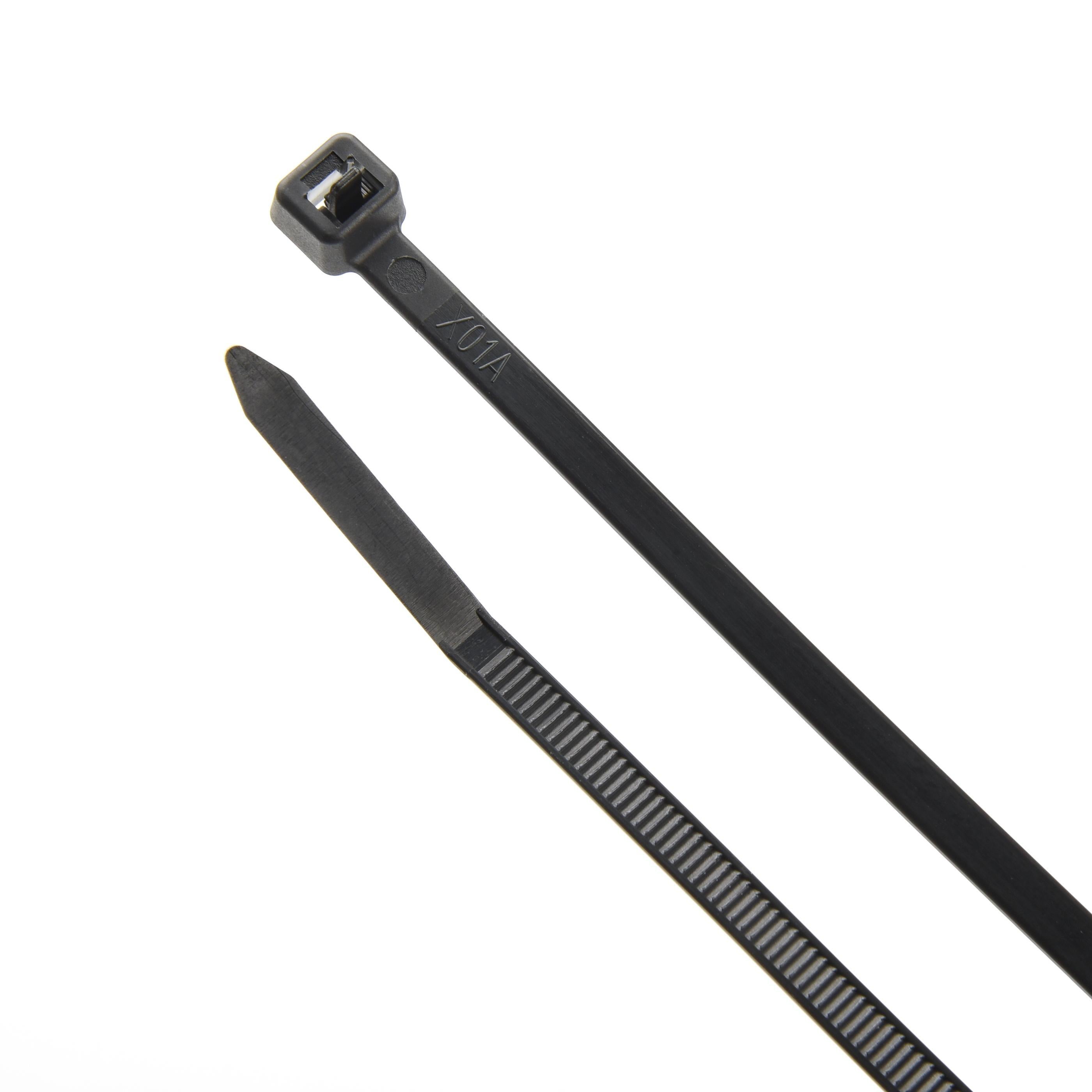 6.3-inch UV Resistant Black Releasable Pawl Zip Tie, 50-lb Tensile Strength, UL 21 Listed, 100-Pack