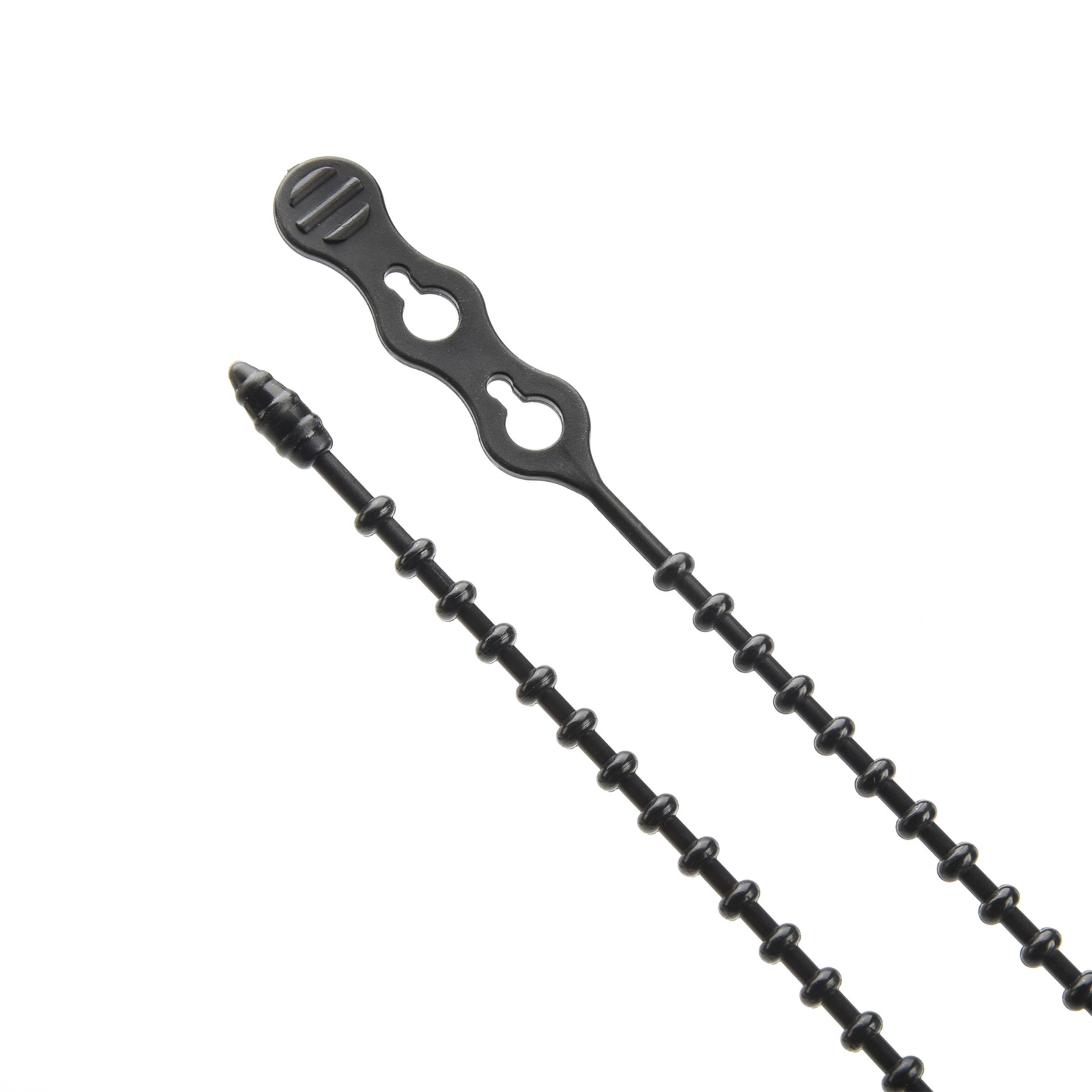 8-inch UV Resistant Black Double Loop Beaded Zip Tie, 50-lb Tensile Strength, 15-Pack