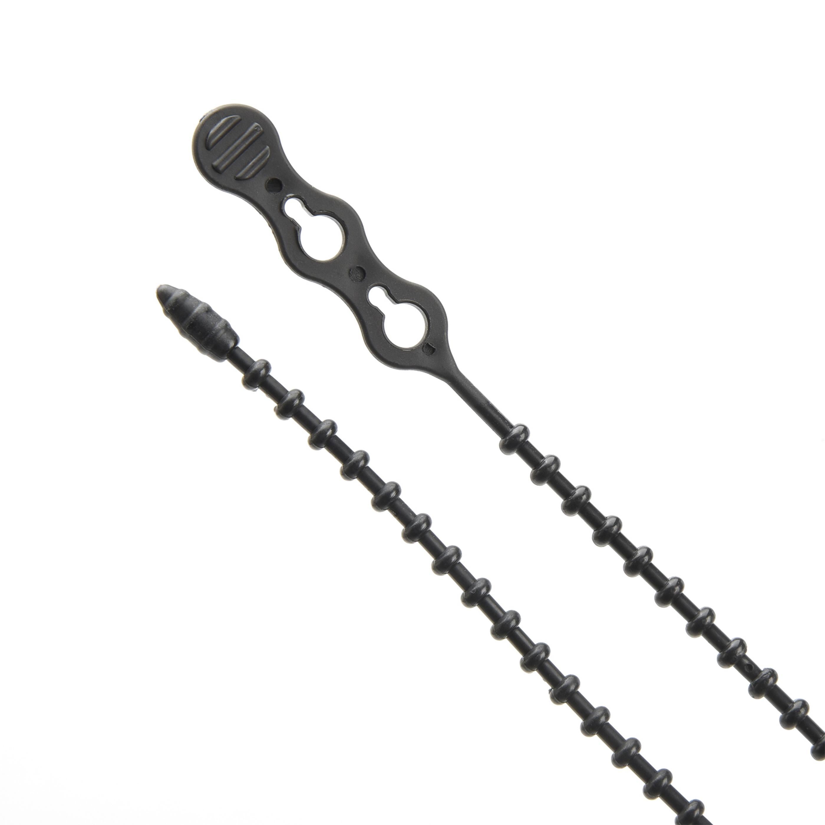 12-inch UV Resistant Black Double Loop Beaded Zip Tie, 50-lb Tensile Strength, 15-Pack