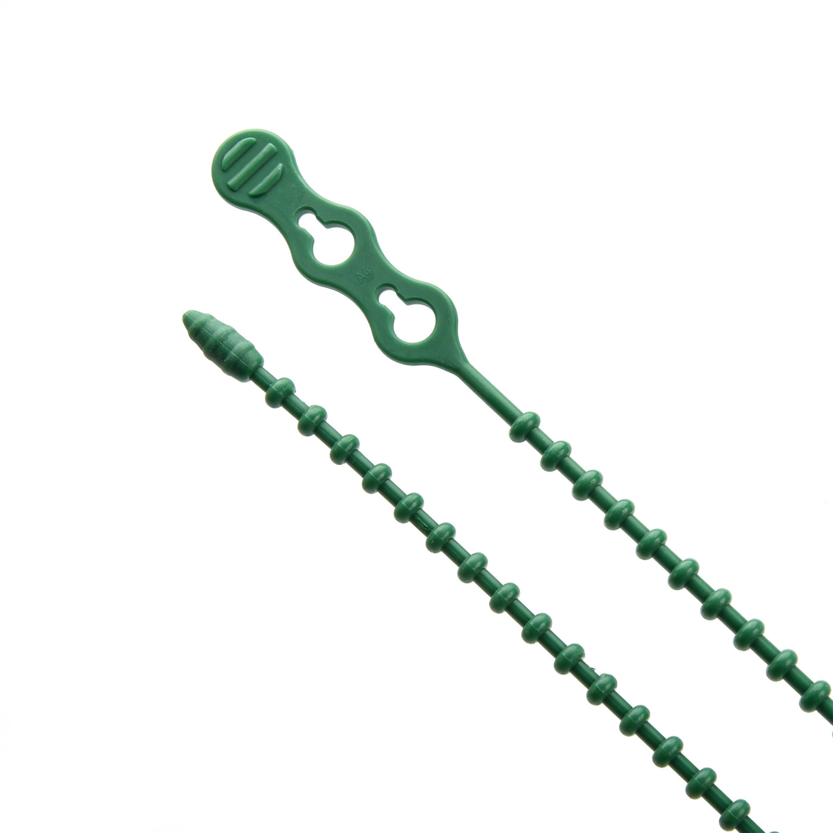 12-inch Green Double Loop Beaded Zip Tie, 50-lb Tensile Strength, 15-Pack