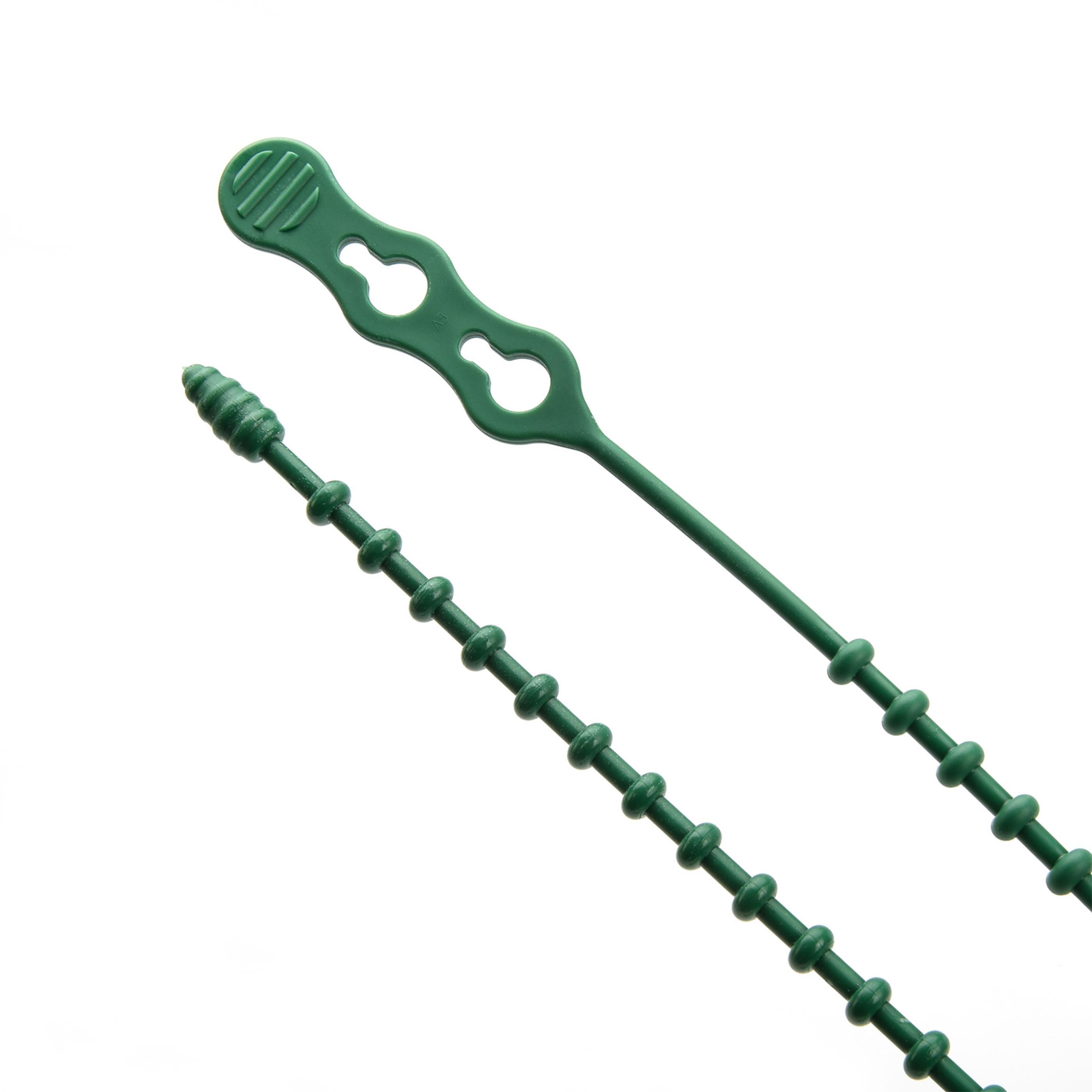 18-inch Green Double Loop Beaded Zip Tie, 120-lb Tensile Strength, 10-Pack