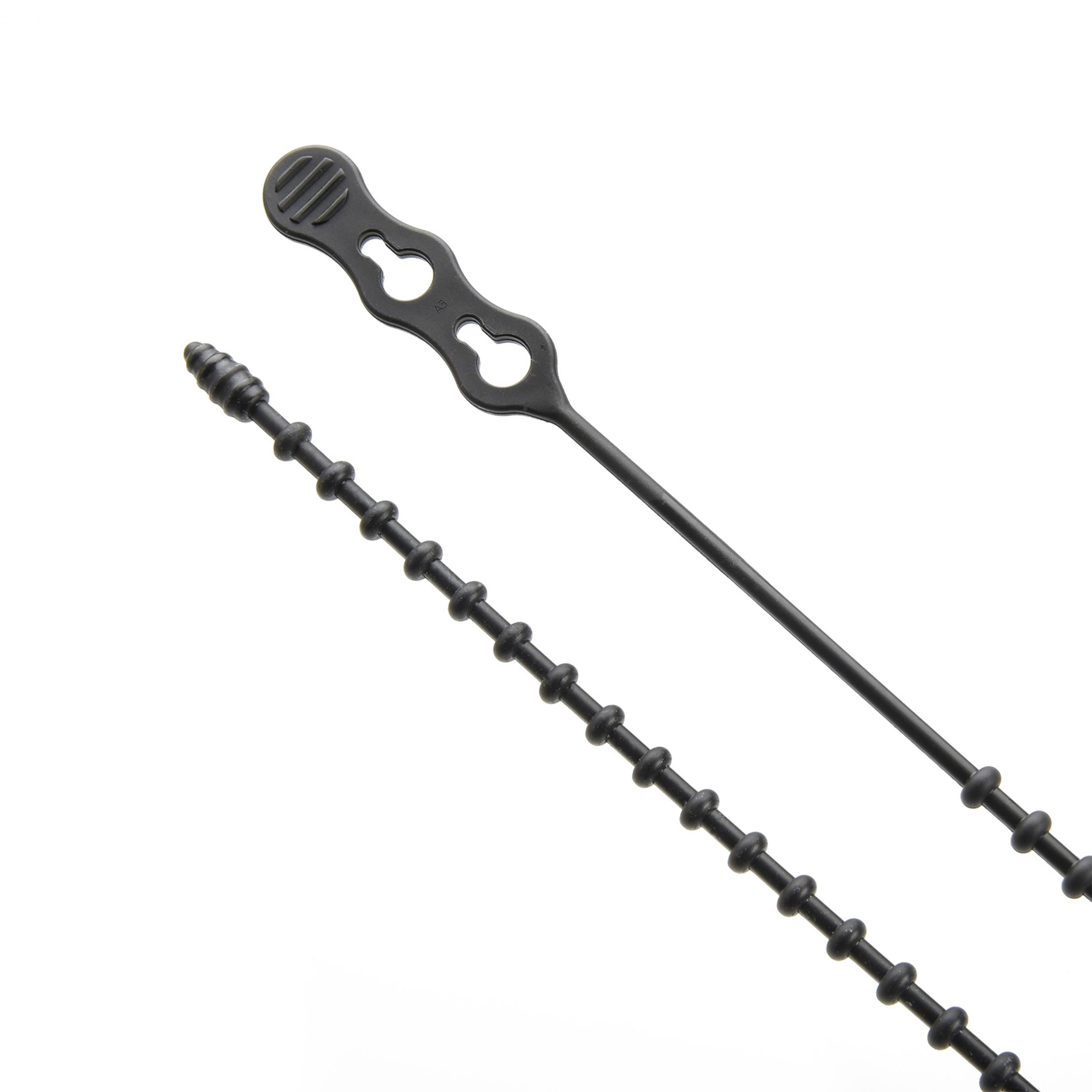 24-inch UV Resistant Black Double Loop Beaded Zip Tie, 120-lb Tensile Strength, 5-Pack