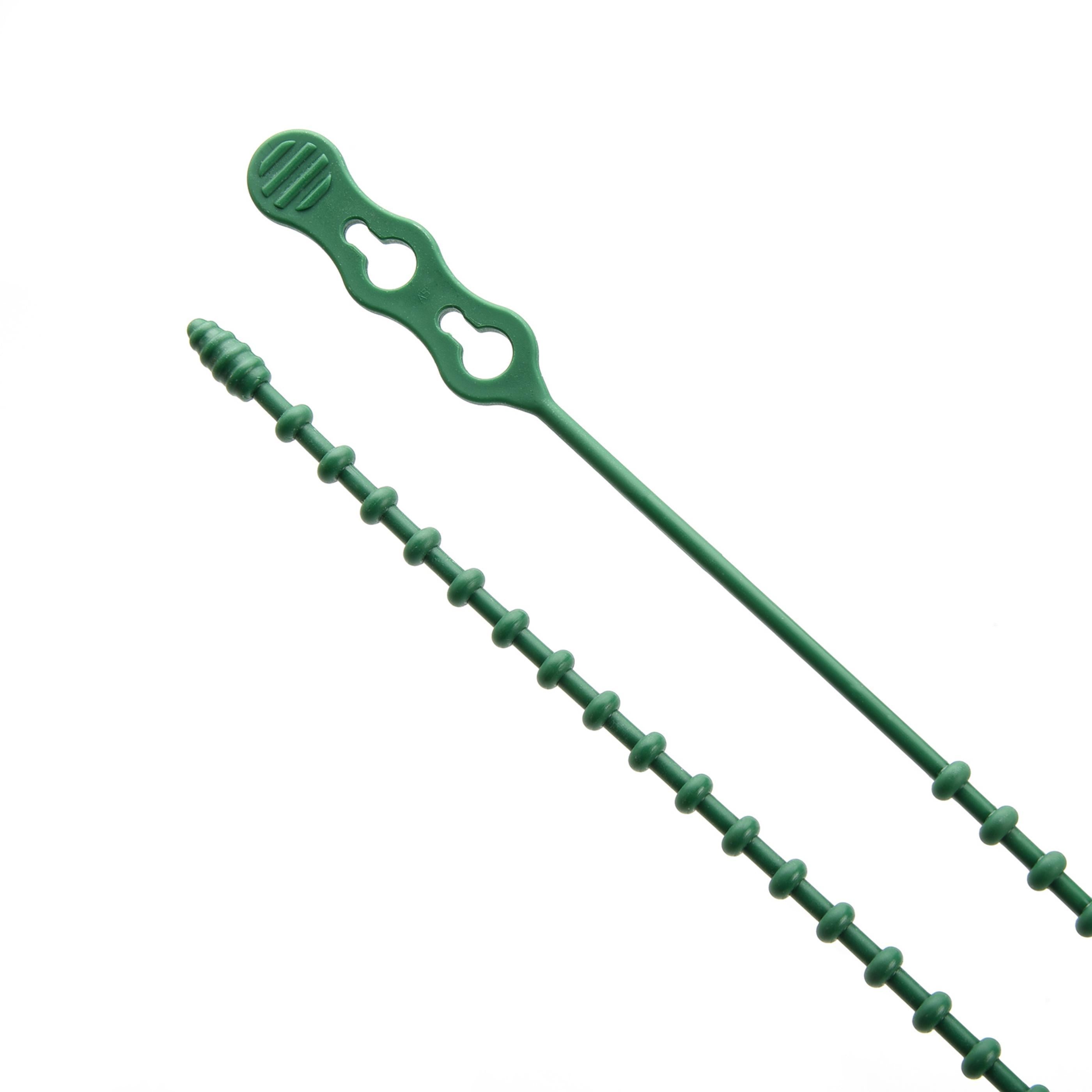 24-inch Green Double Loop Beaded Zip Tie, 120-lb Tensile Strength, 5-Pack