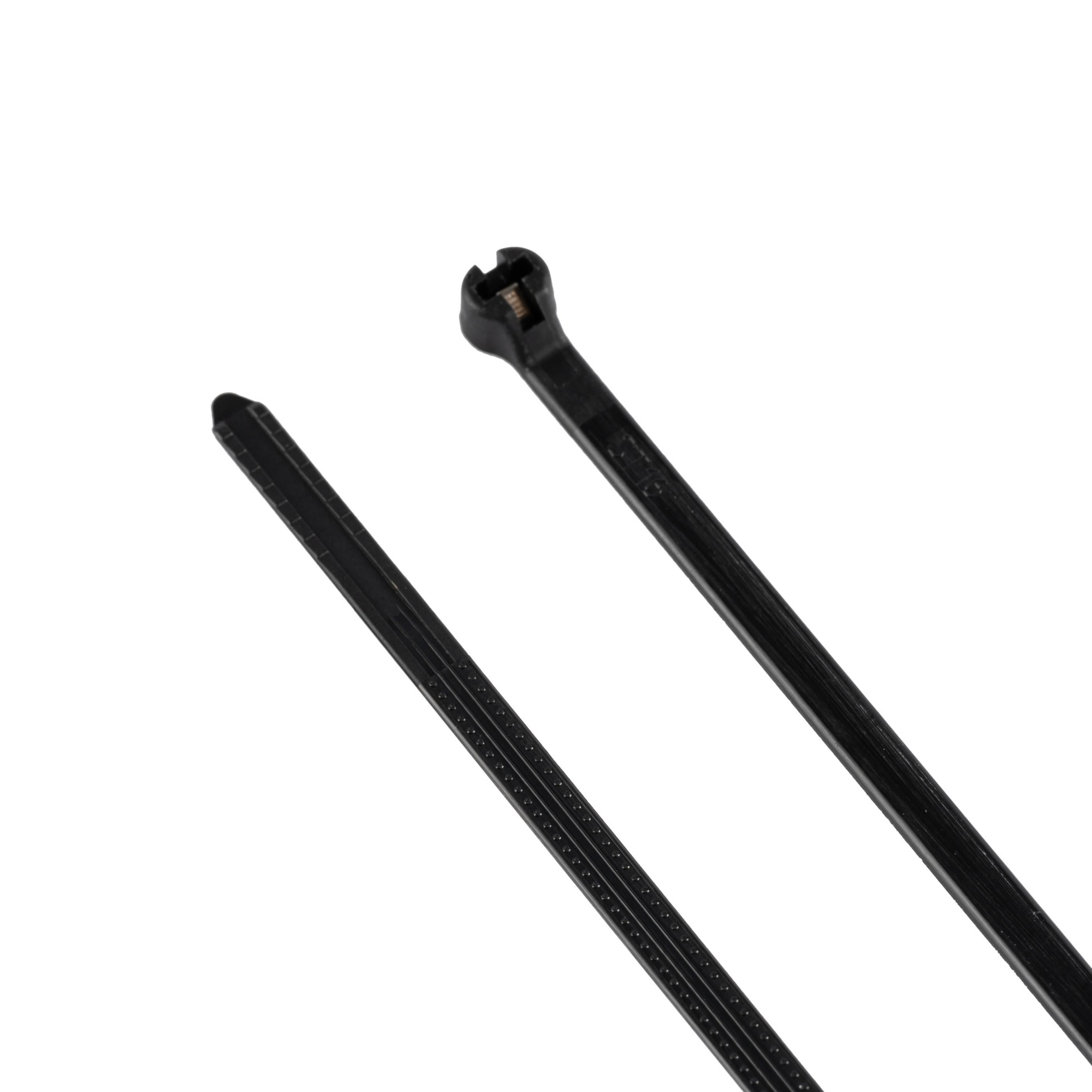 5.5-inch UV Resistant Black Steel Tooth Zip Tie, 40-lb Tensile Strength, UL 21 Listed, 100-Pack