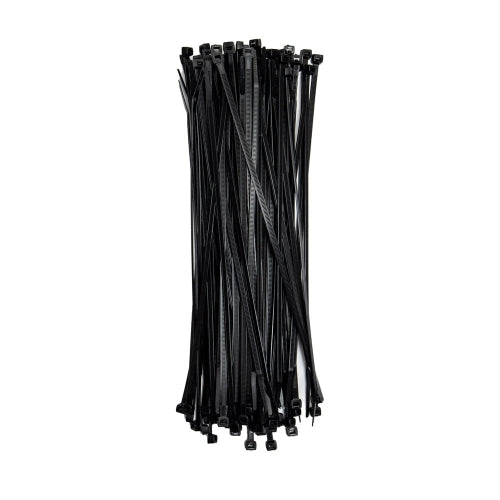 11-inch Nylon 12 UV Resistant Black Solar Rated Zip Tie, 50-lb Tensile Strength, 100-Pack