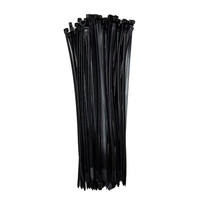 14-inch Nylon 12 UV Resistant Black Solar Rated Zip Tie, 120-lb Tensile Strength, 100-Pack