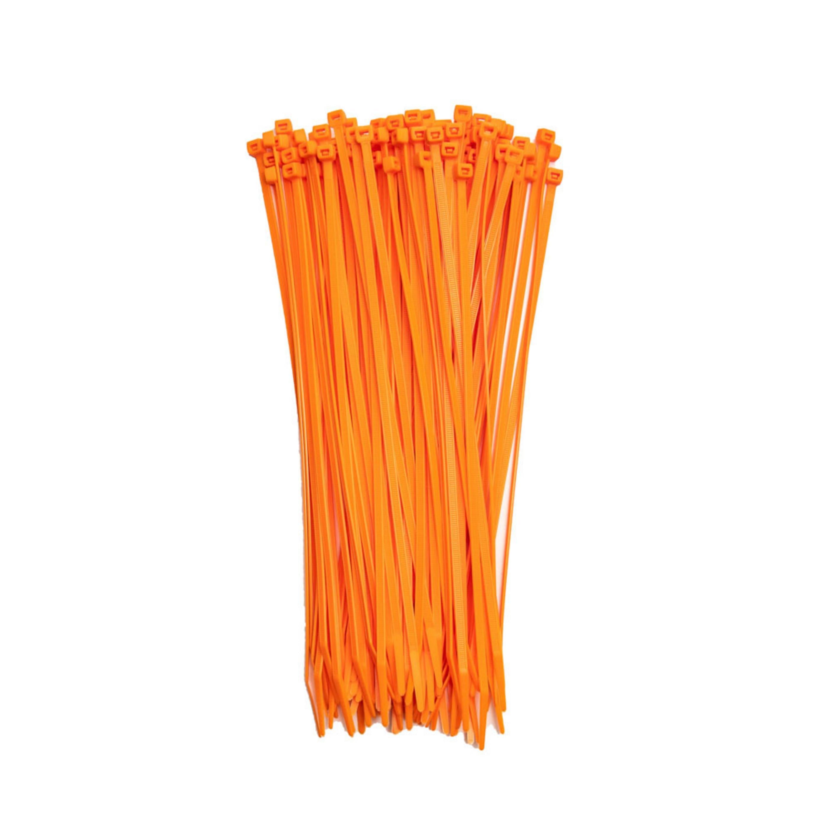 11-inch Fluorescent Orange Multi-Purpose Zip Tie, 75-lb Tensile