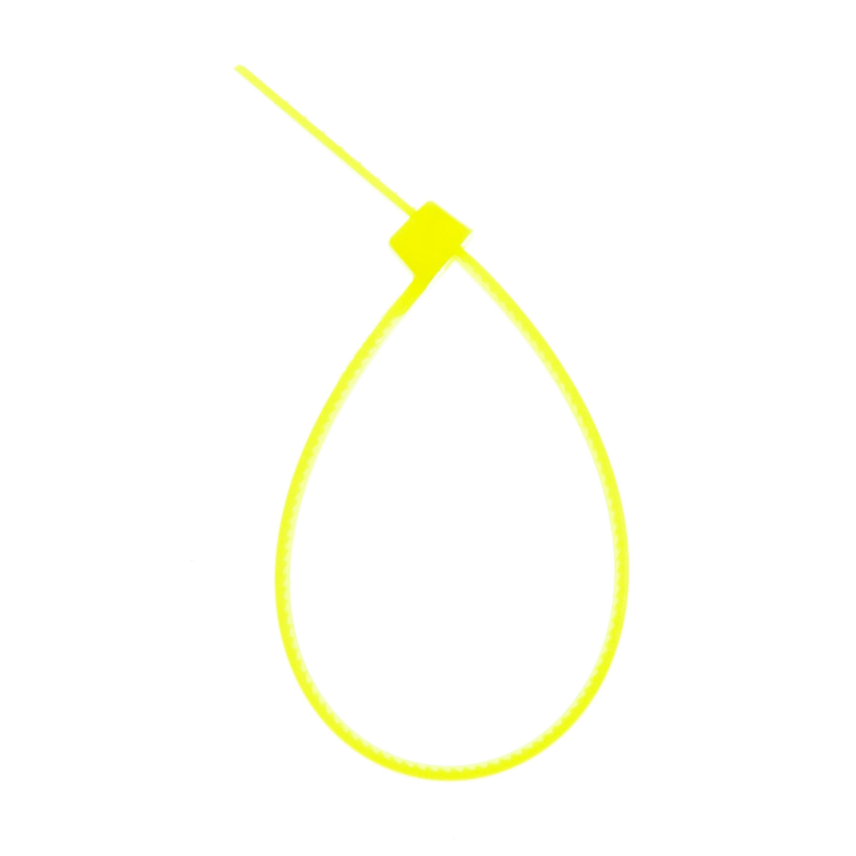 4-inch Fluorescent Yellow Multi-Purpose Zip Tie, 18-lb Tensile Strength, UL 21 Listed, 100-Pack