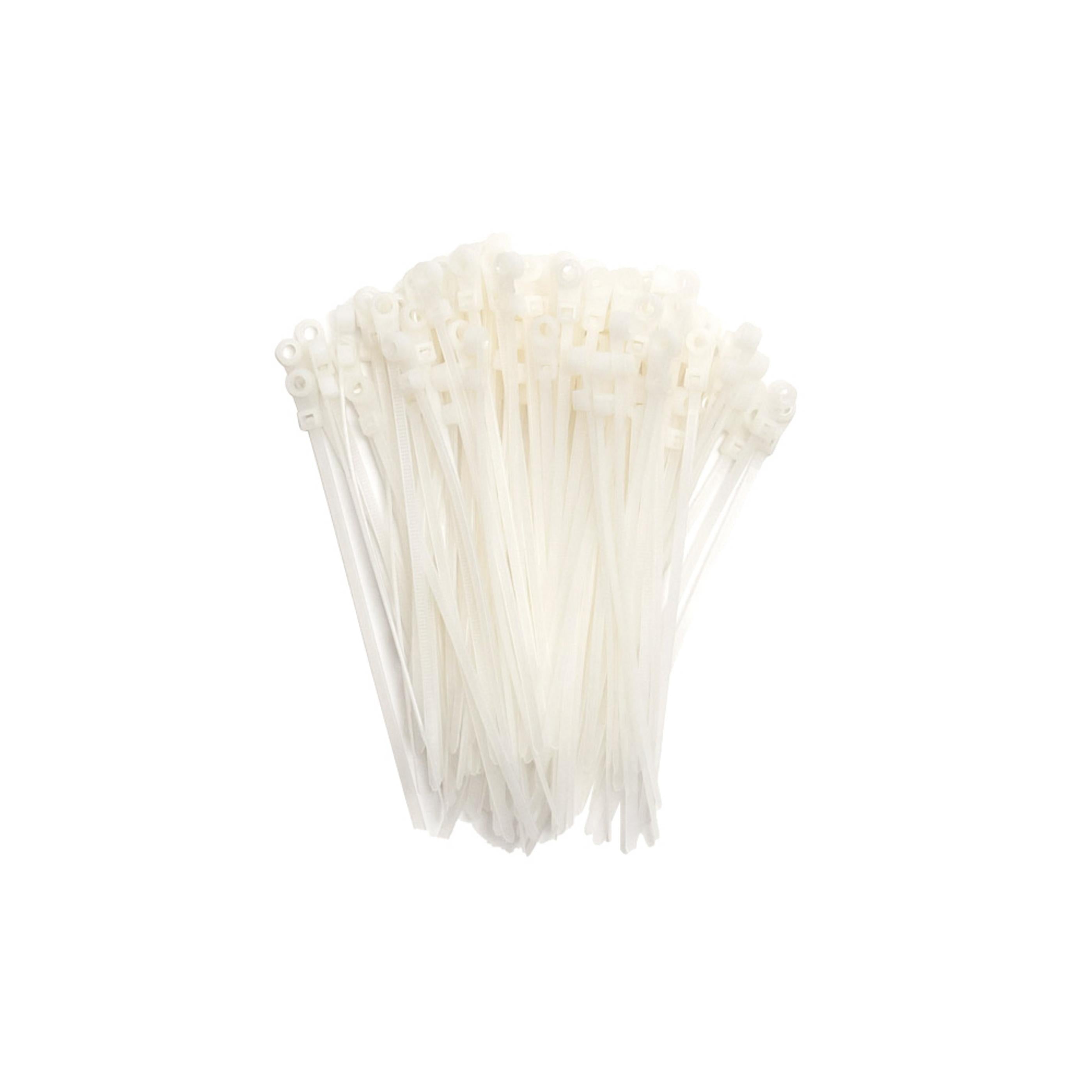 4.3-inch Natural Screw Mount Zip Tie, 18-lb Tensile Strength, 100-Pack