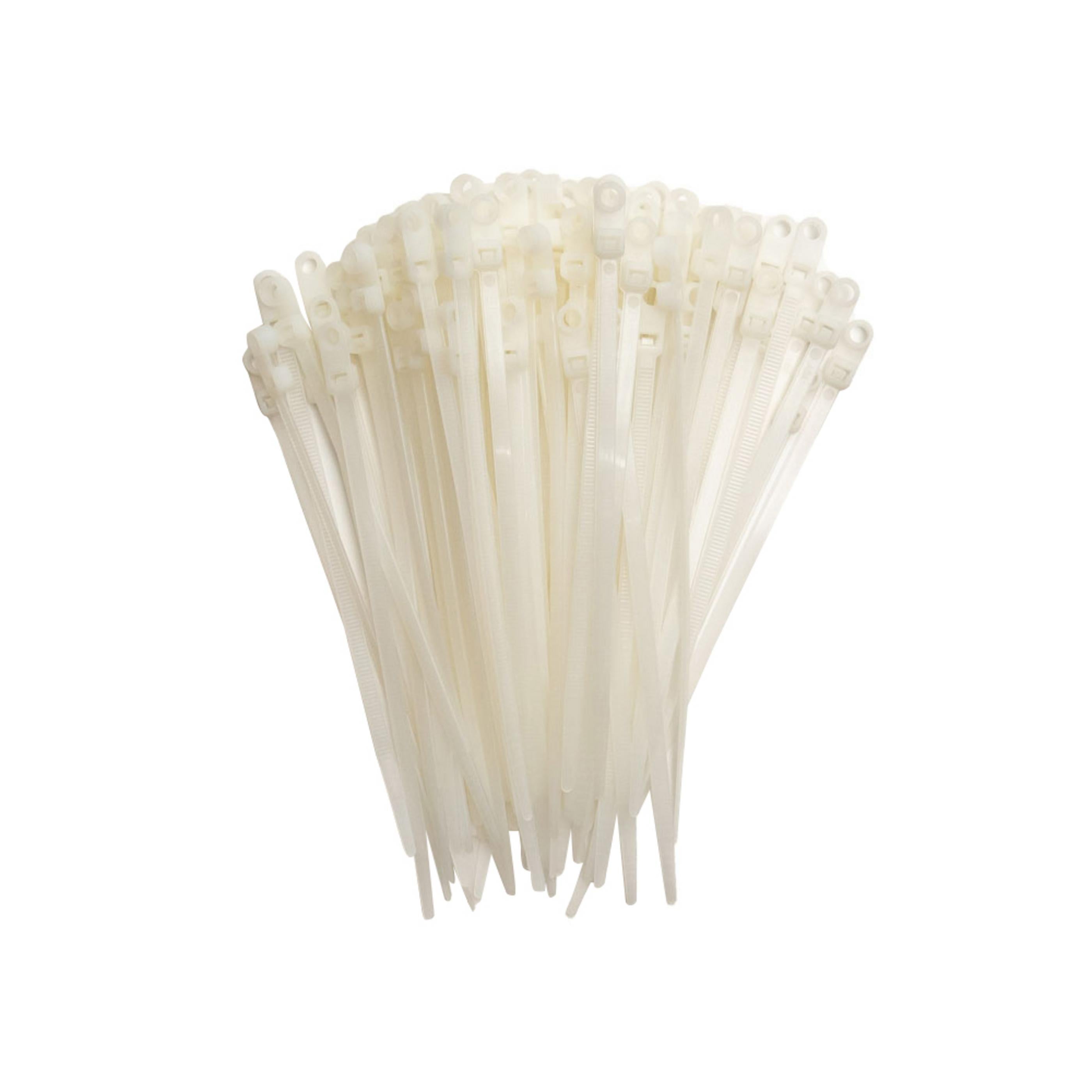 6.3-inch Natural Screw Mount Zip Tie, 50-lb Tensile Strength, UL 21 Listed, 100-Pack