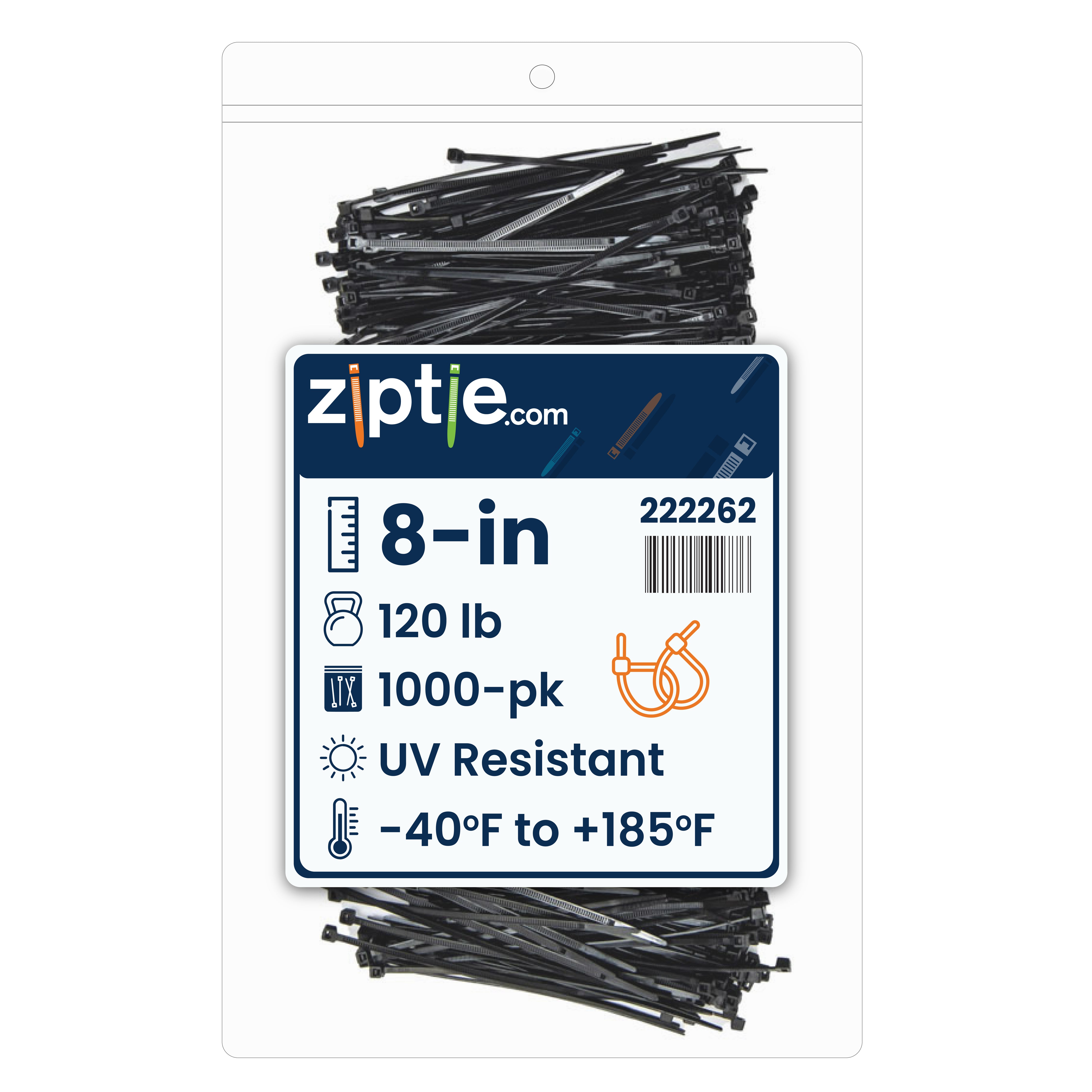 入手不可能！Wolves Tie 8-inch UV Resistant Black Multi-Purpose Zip Tie, 120-lb