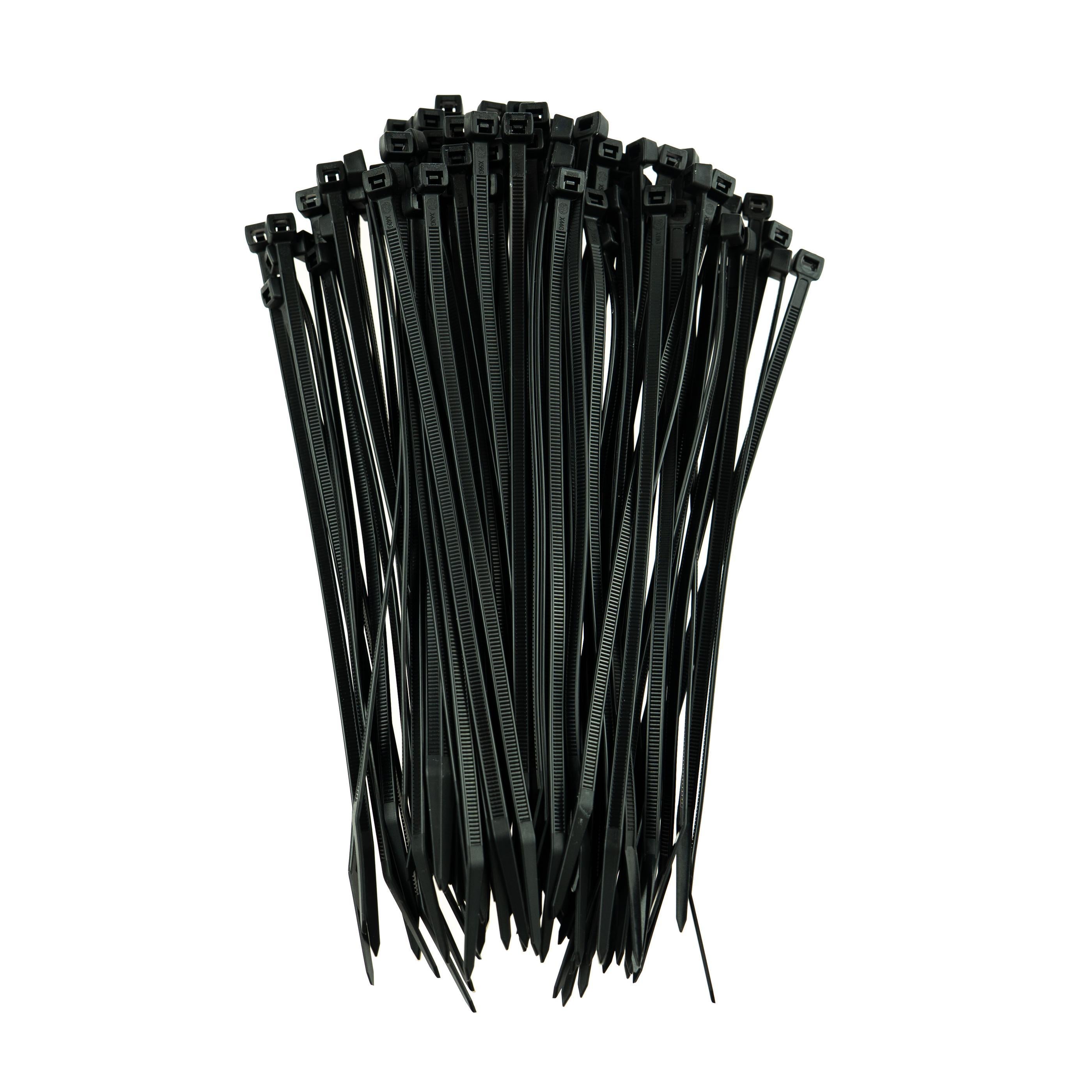 8-inch UV Resistant Black Sharp Tip Zip Tie, 75-lb Tensile Strength, UL 21S Listed, 100-Pack