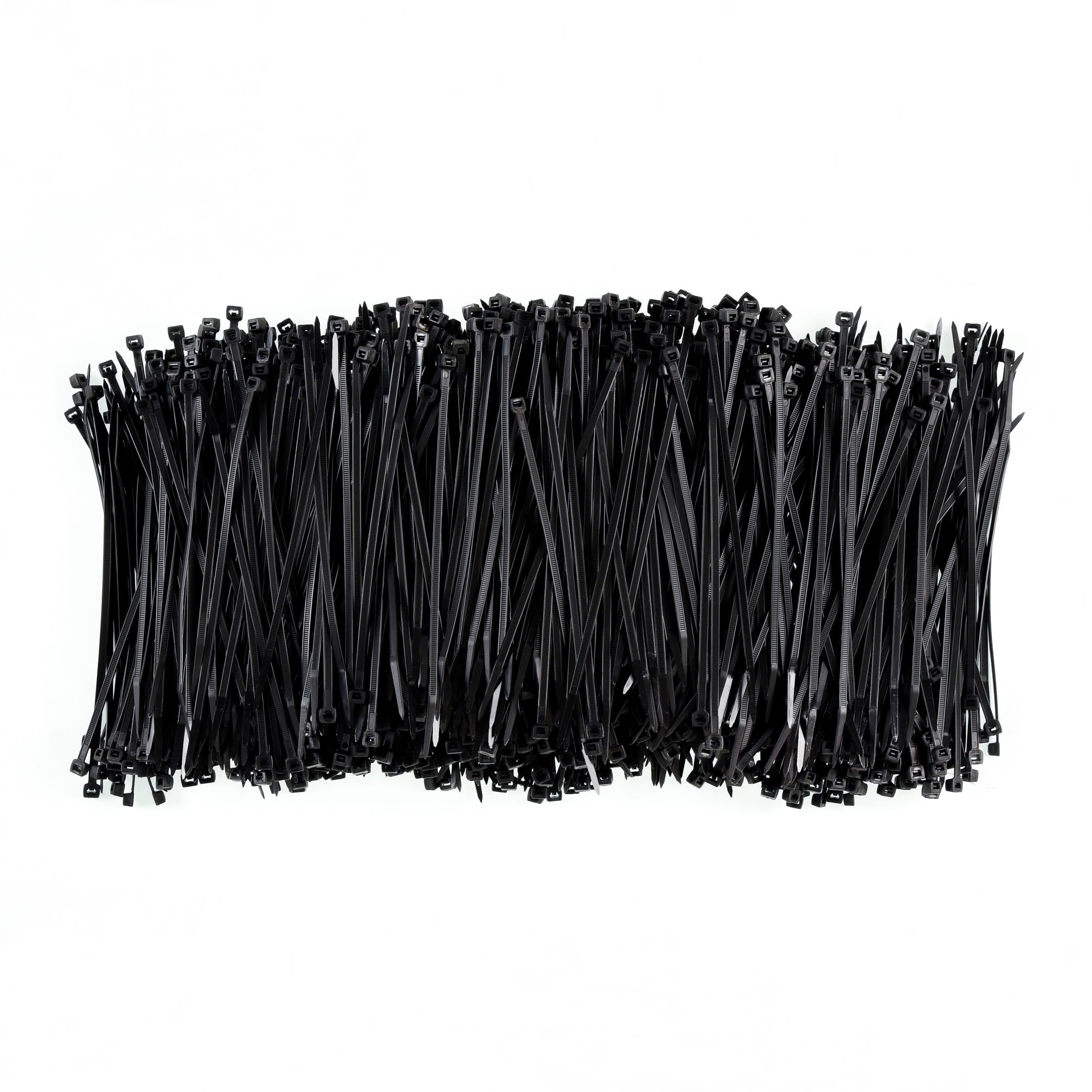 8-inch UV Resistant Black Sharp Tip Zip Tie, 75-lb Tensile Strength, UL 21S Listed, 1,000-Pack
