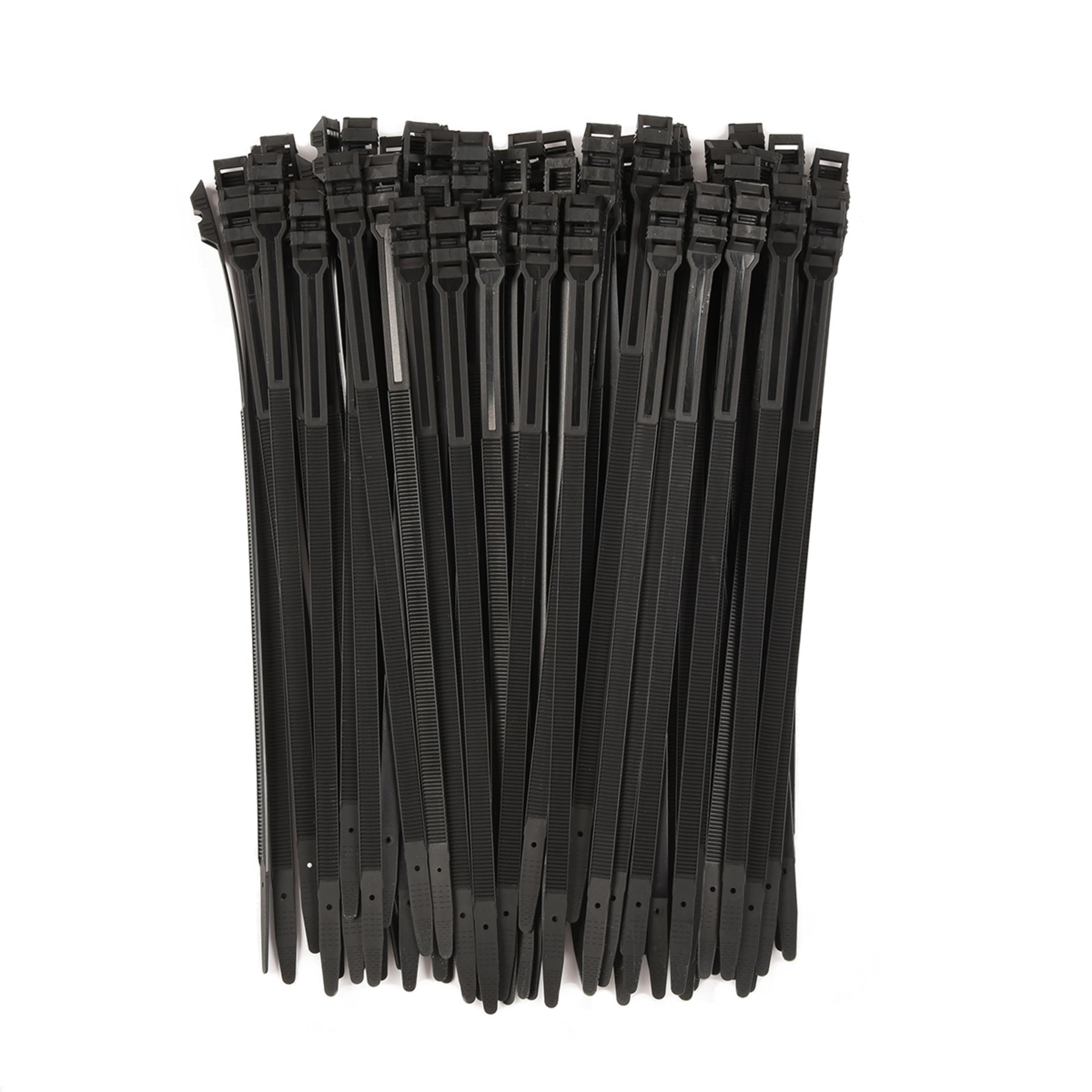 11-inch UV Resistant Black Low Profile Zip Tie, 120-lb Tensile Strength, 100-Pack