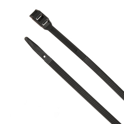 14-inch UV Resistant Black Low Profile Zip Tie, 120-lb Tensile Strength, 100-Pack