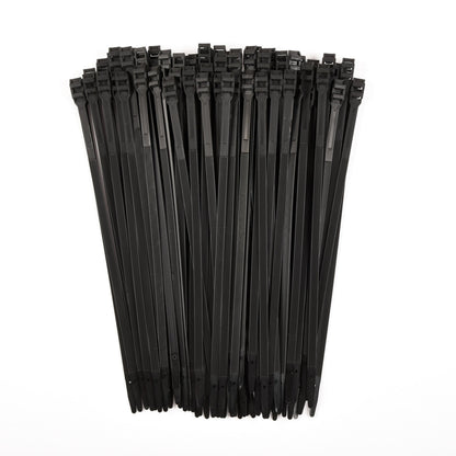 14-inch UV Resistant Black Low Profile Zip Tie, 120-lb Tensile Strength, 100-Pack