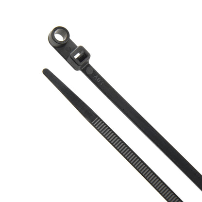 6.3-inch UV Resistant Black Screw Mount Zip Tie, 50-lb Tensile Strength, UL 21 Listed, 100-Pack