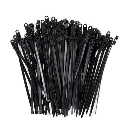 6.3-inch UV Resistant Black Screw Mount Zip Tie, 50-lb Tensile Strength, UL 21 Listed, 100-Pack