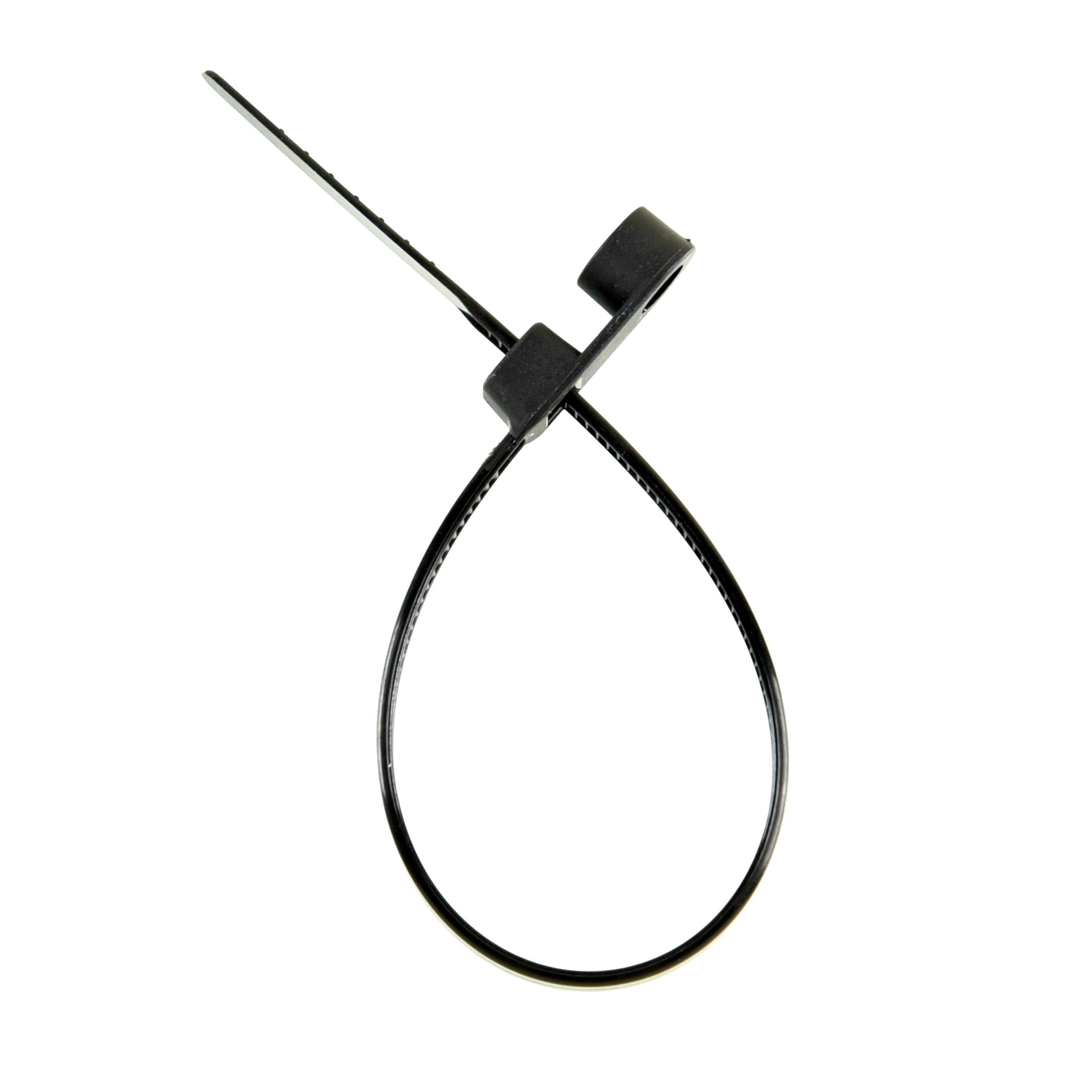 6.3-inch UV Resistant Black Screw Mount Zip Tie, 50-lb Tensile Strength, UL 21 Listed, 100-Pack