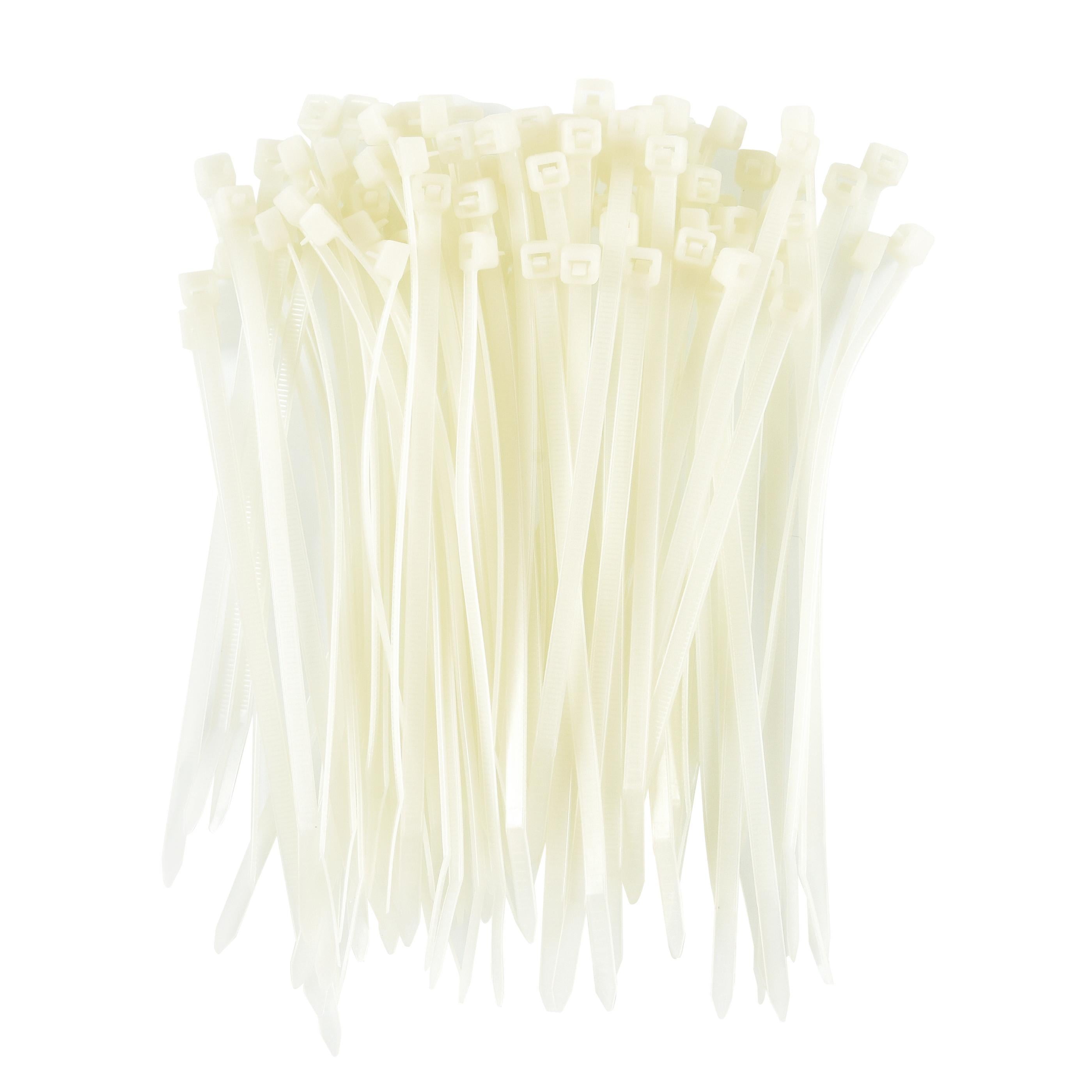 6.3-inch Natural Releasable Pawl Zip Tie, 50-lb Tensile Strength, UL 21 Listed, 100-Pack