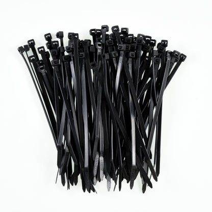 6.3-inch UV Resistant Black Releasable Pawl Zip Tie, 50-lb Tensile Strength, UL 21 Listed, 100-Pack