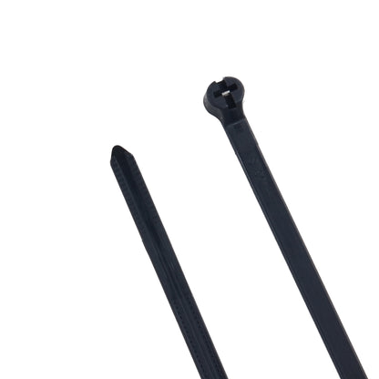14-inch UV Resistant Black Metal Pawl Zip Tie, 50-lb Tensile Strength, UL 21S Listed, 100-Pack