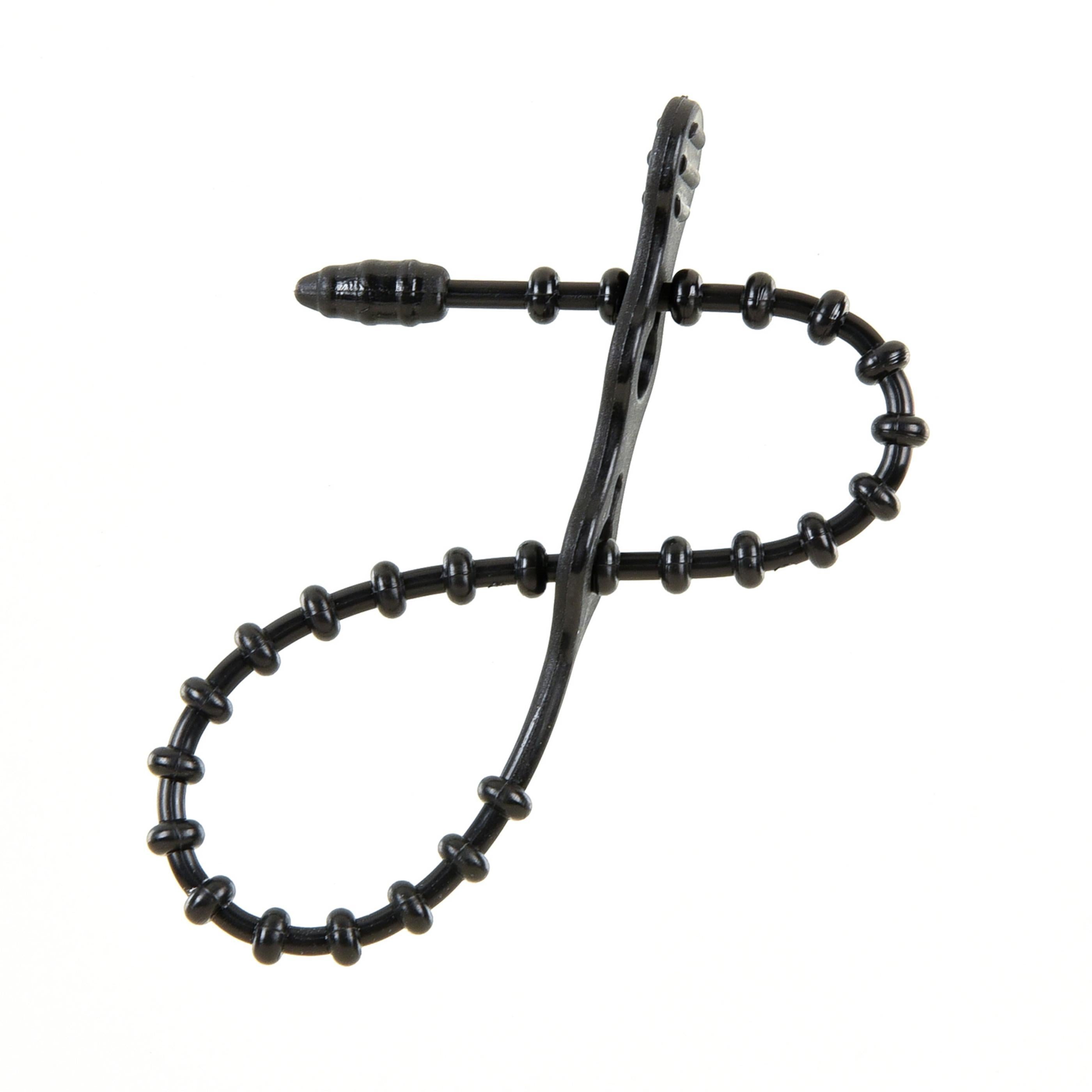 8-inch UV Resistant Black Double Loop Beaded Zip Tie, 50-lb Tensile Strength, 15-Pack