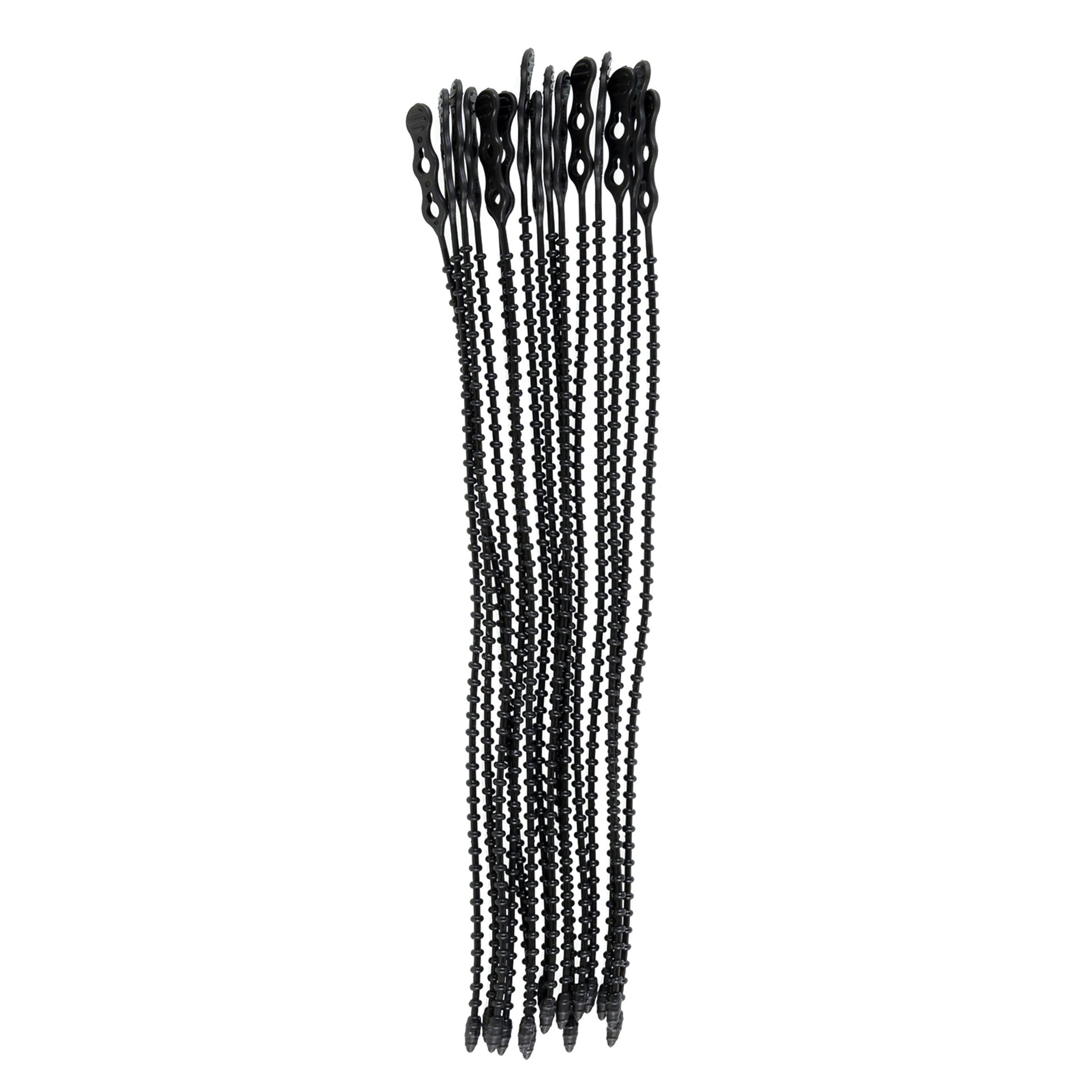 12-inch UV Resistant Black Double Loop Beaded Zip Tie, 50-lb Tensile Strength, 15-Pack