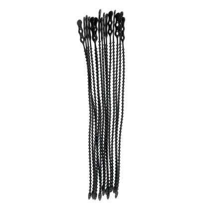 12-inch UV Resistant Black Double Loop Beaded Zip Tie, 50-lb Tensile Strength, 15-Pack