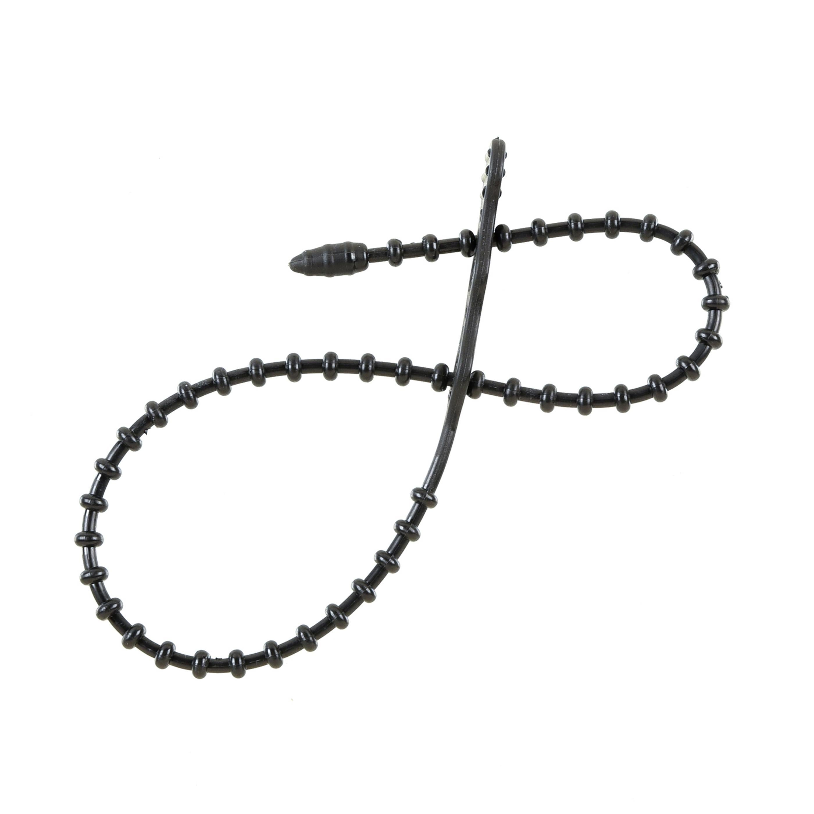 12-inch UV Resistant Black Double Loop Beaded Zip Tie, 50-lb Tensile Strength, 15-Pack