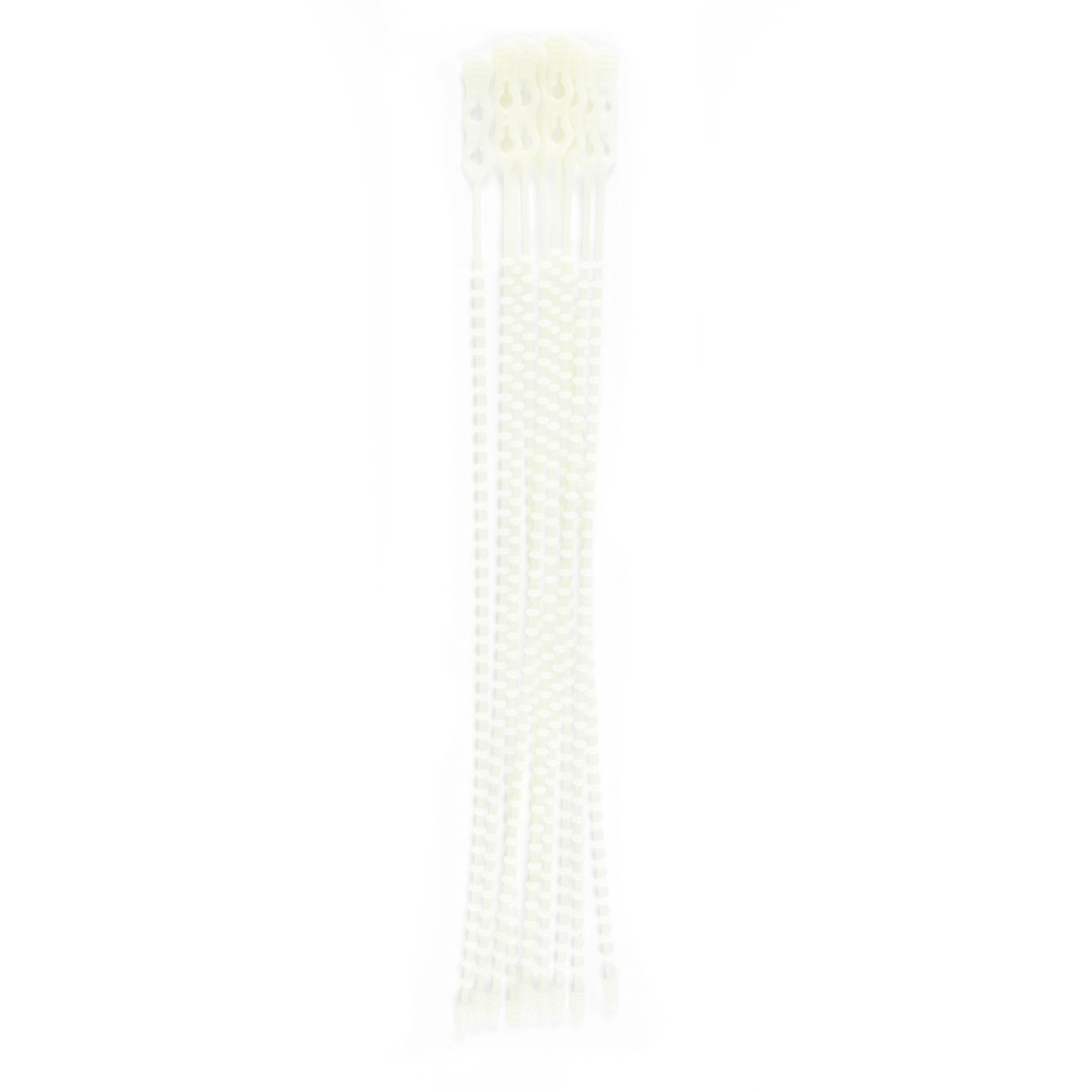 18-inch Natural Double Loop Beaded Zip Tie, 120-lb Tensile Strength, 10-Pack