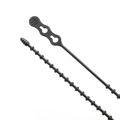 24-inch UV Resistant Black Double Loop Beaded Zip Tie, 120-lb Tensile Strength, 5-Pack