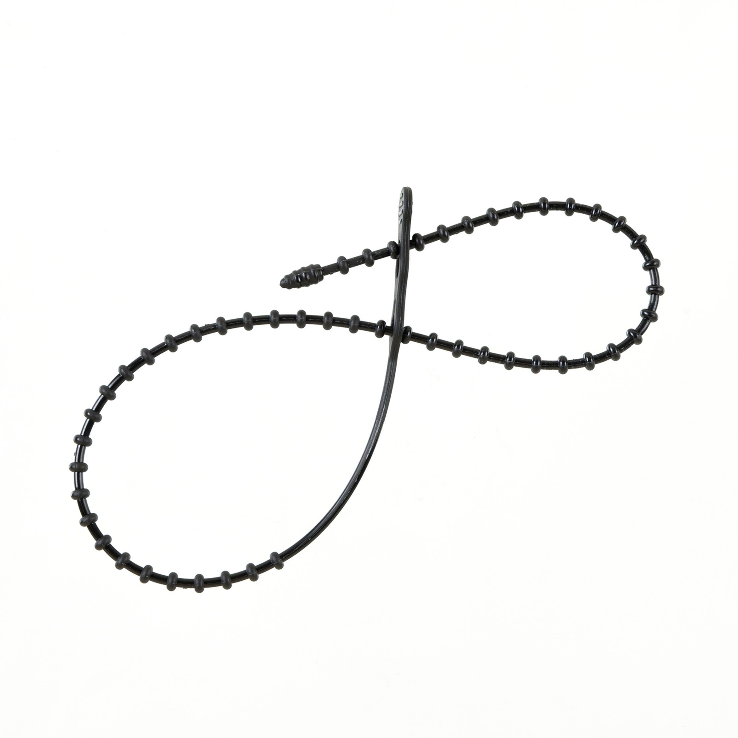 24-inch UV Resistant Black Double Loop Beaded Zip Tie, 120-lb Tensile Strength, 5-Pack