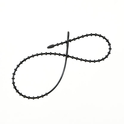 24-inch UV Resistant Black Double Loop Beaded Zip Tie, 120-lb Tensile Strength, 5-Pack