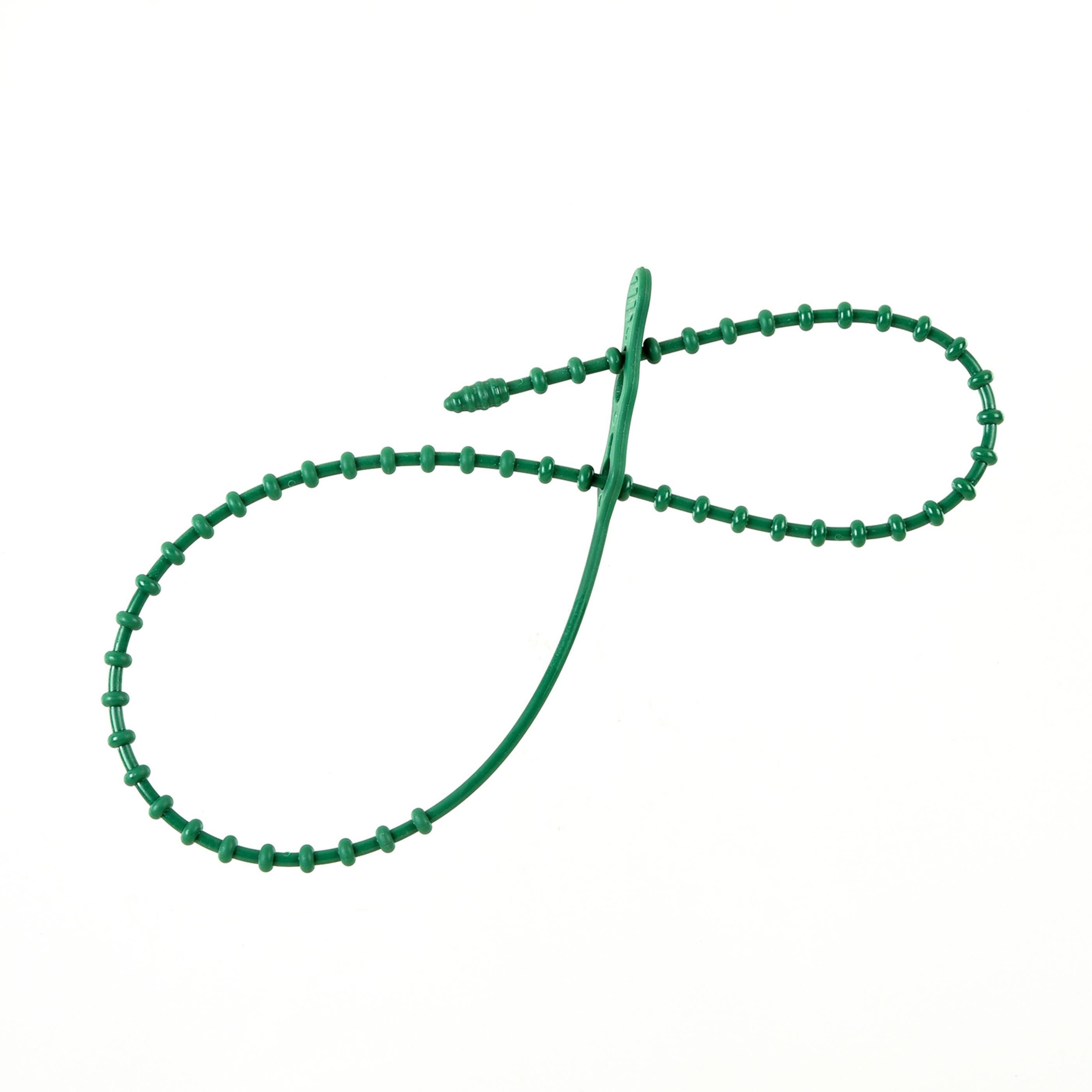 24-inch Green Double Loop Beaded Zip Tie, 120-lb Tensile Strength