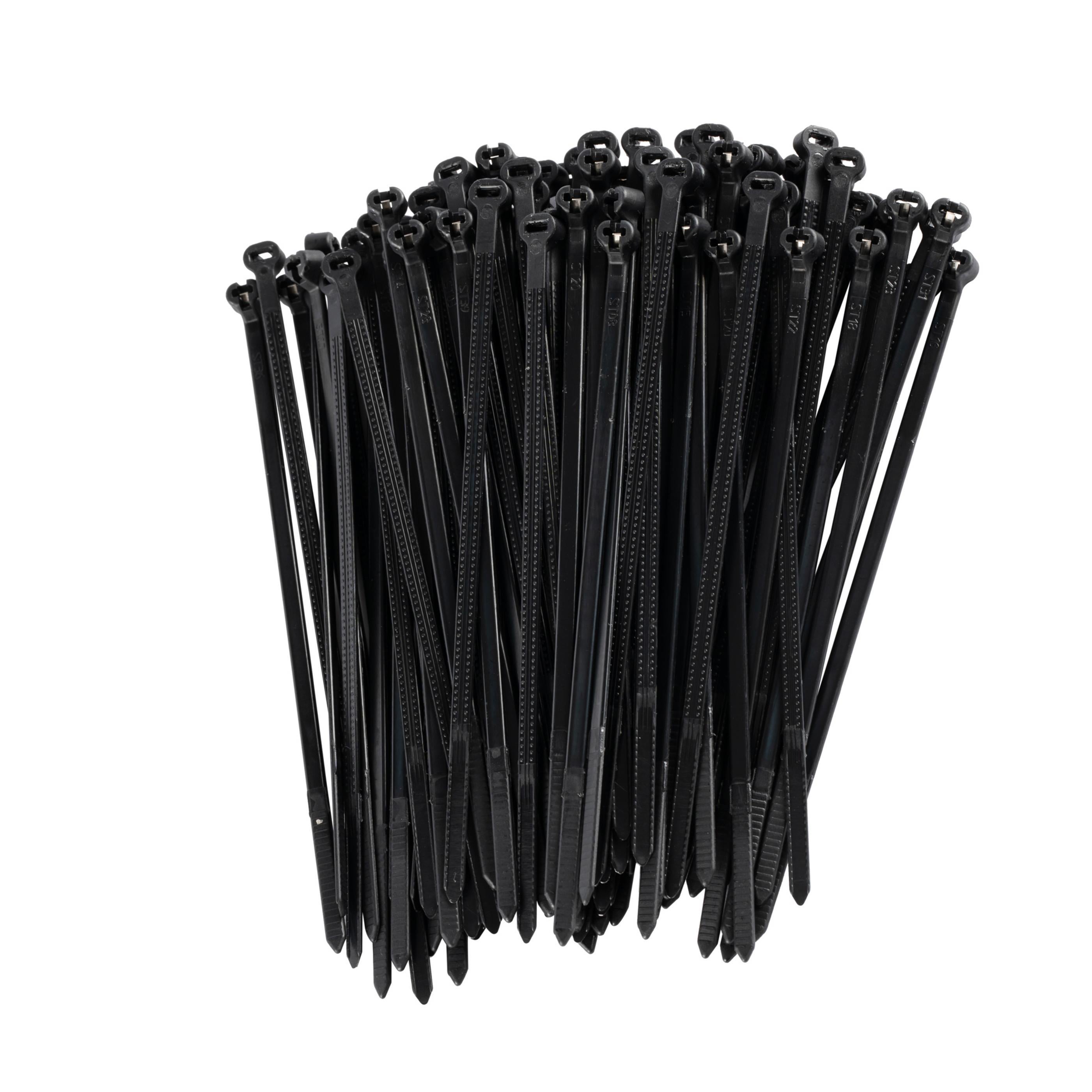 4-inch UV Resistant Black Steel Tooth Zip Tie, 18-lb Tensile Strength, UL 21 Listed, 100-Pack