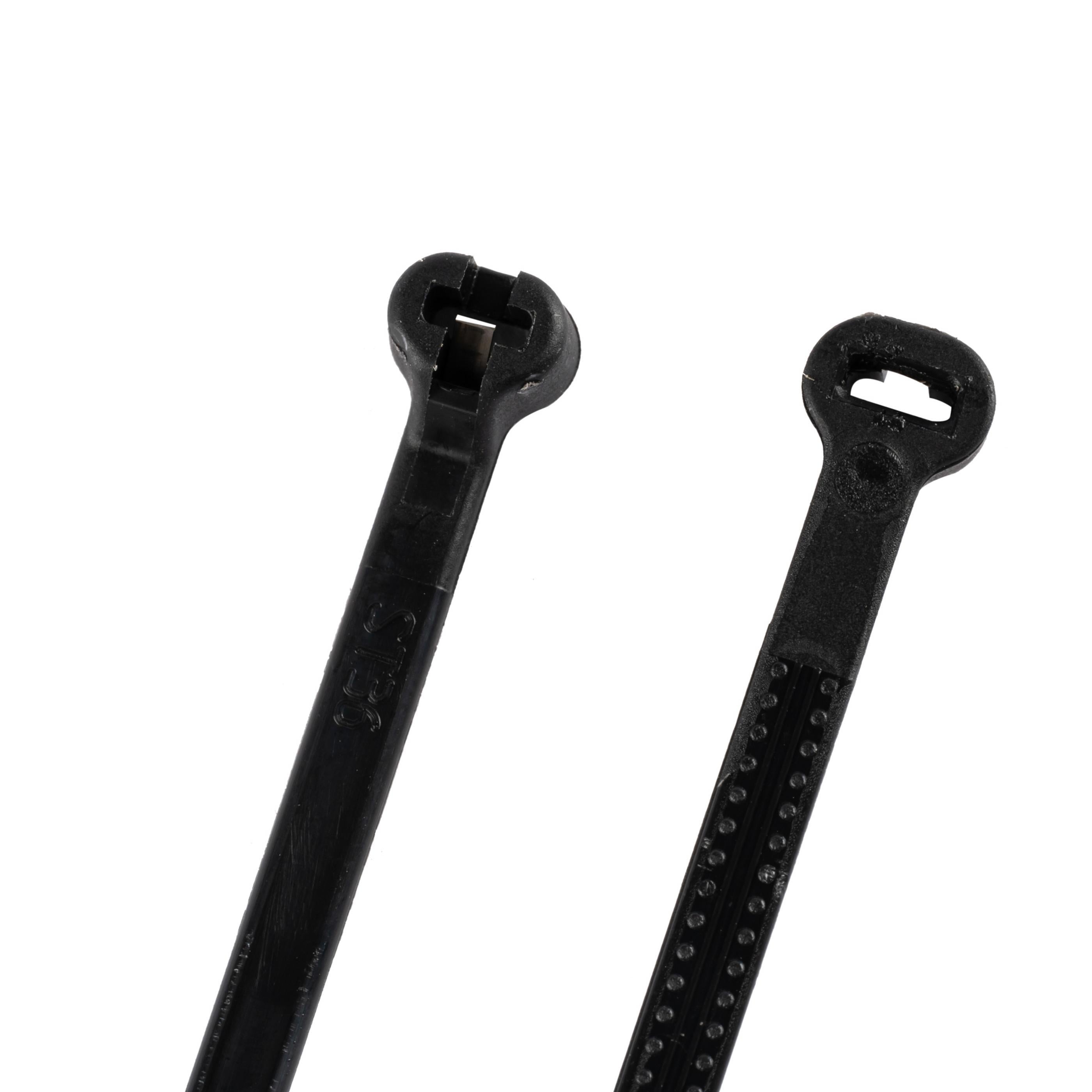 4-inch UV Resistant Black Steel Tooth Zip Tie, 18-lb Tensile Strength, UL 21 Listed, 100-Pack