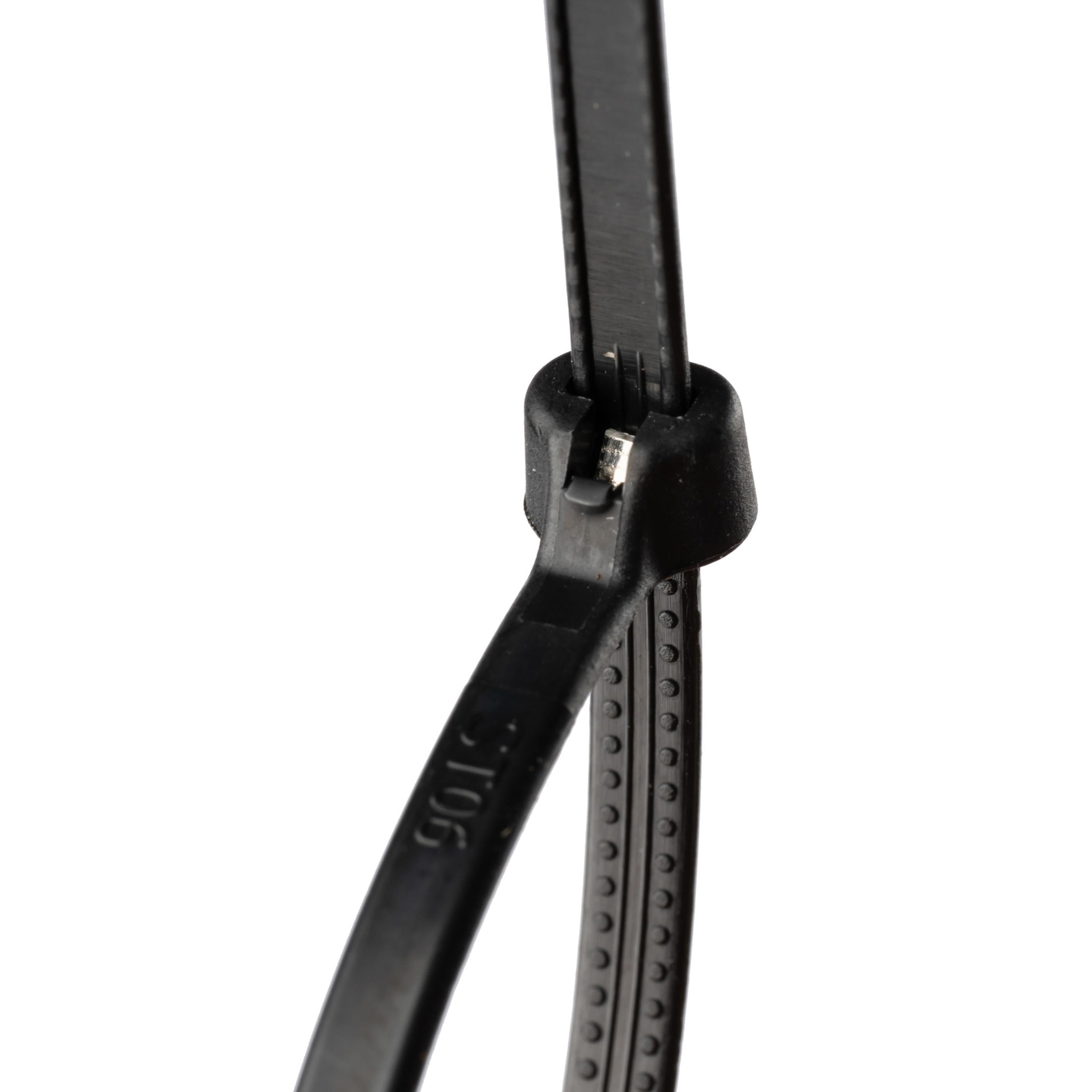 4-inch UV Resistant Black Steel Tooth Zip Tie, 18-lb Tensile Strength, UL 21 Listed, 100-Pack