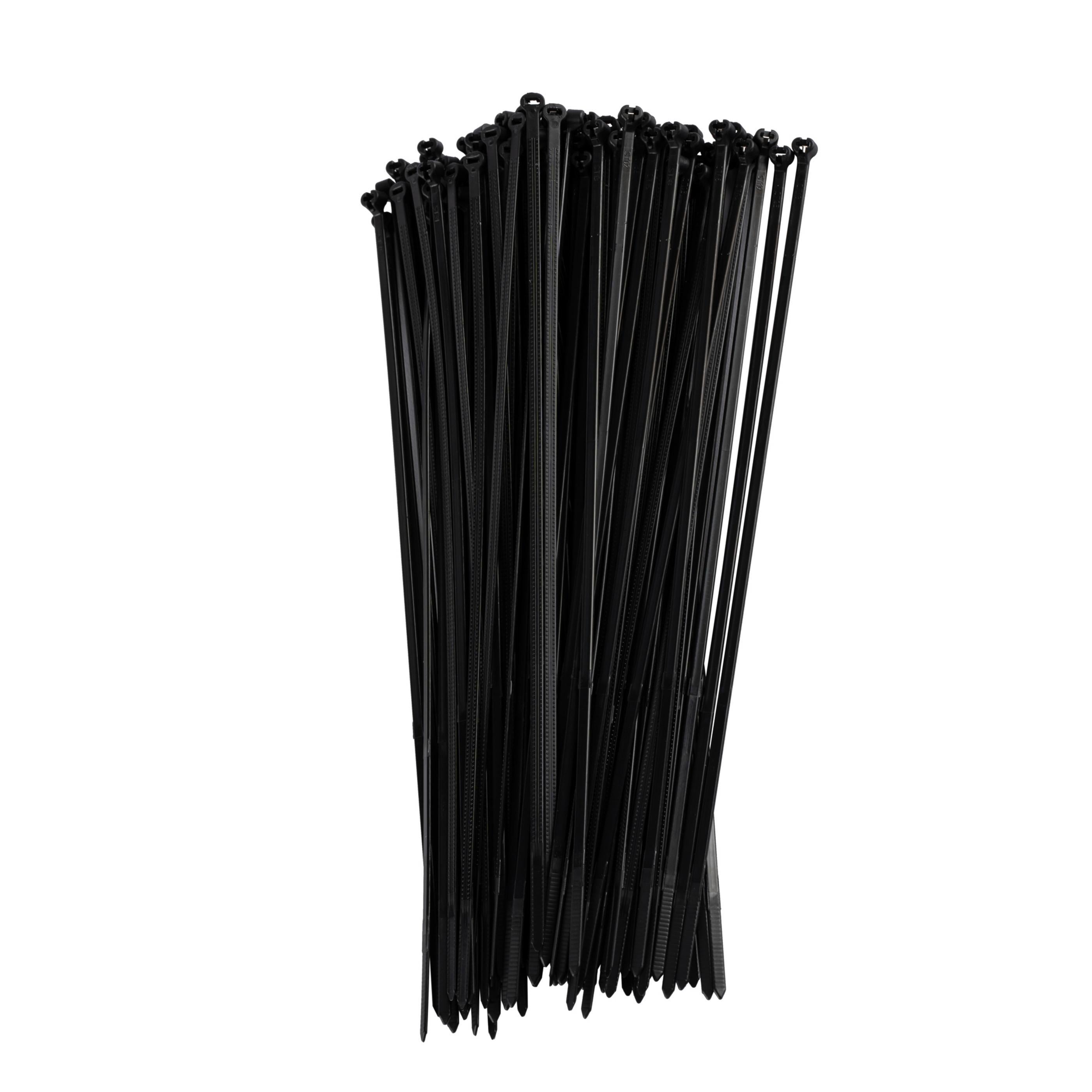 7.9-inch UV Resistant Black Steel Tooth Zip Tie, 18-lb Tensile Strength, UL 21 Listed, 100-Pack