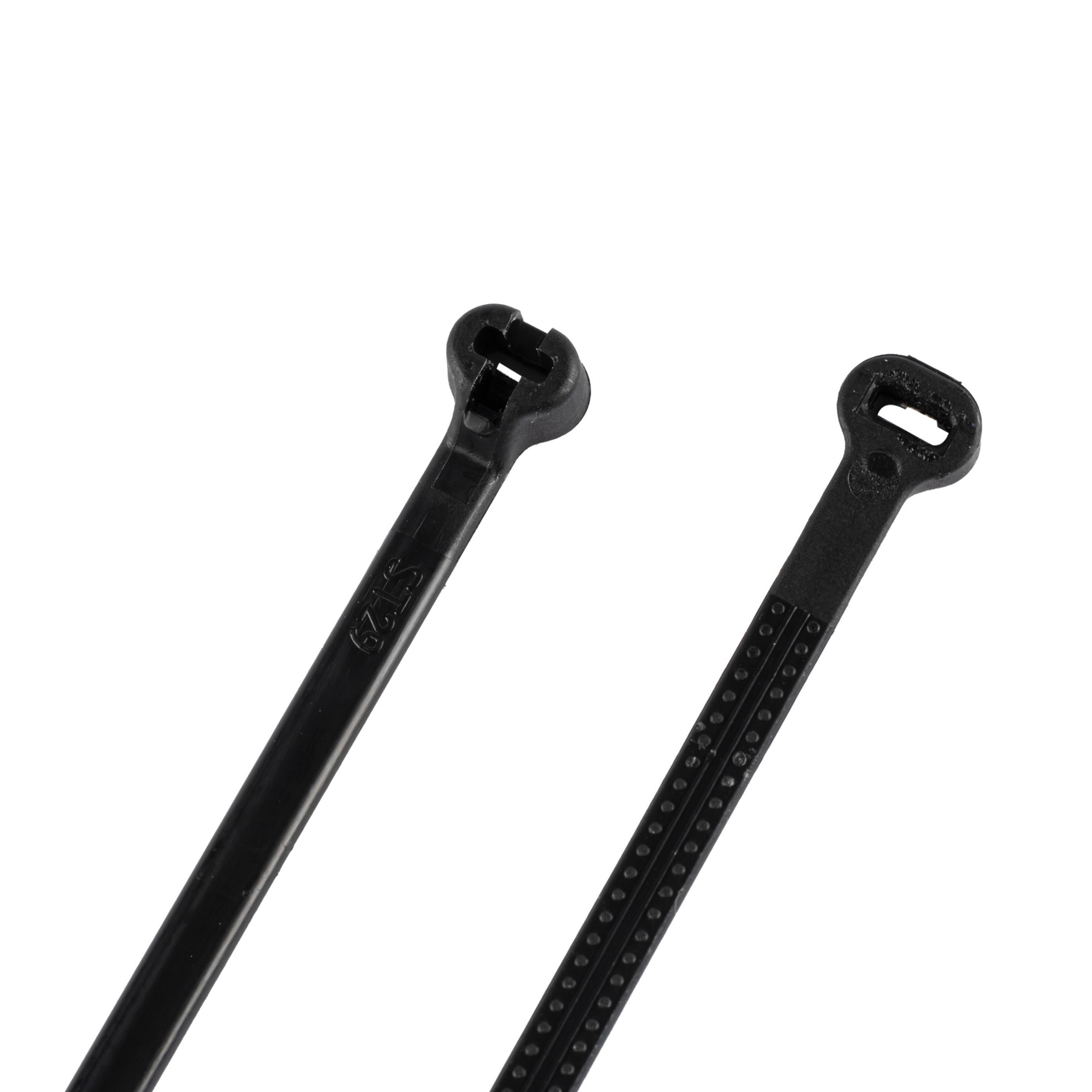 7.9-inch UV Resistant Black Steel Tooth Zip Tie, 18-lb Tensile Strength, UL 21 Listed, 100-Pack