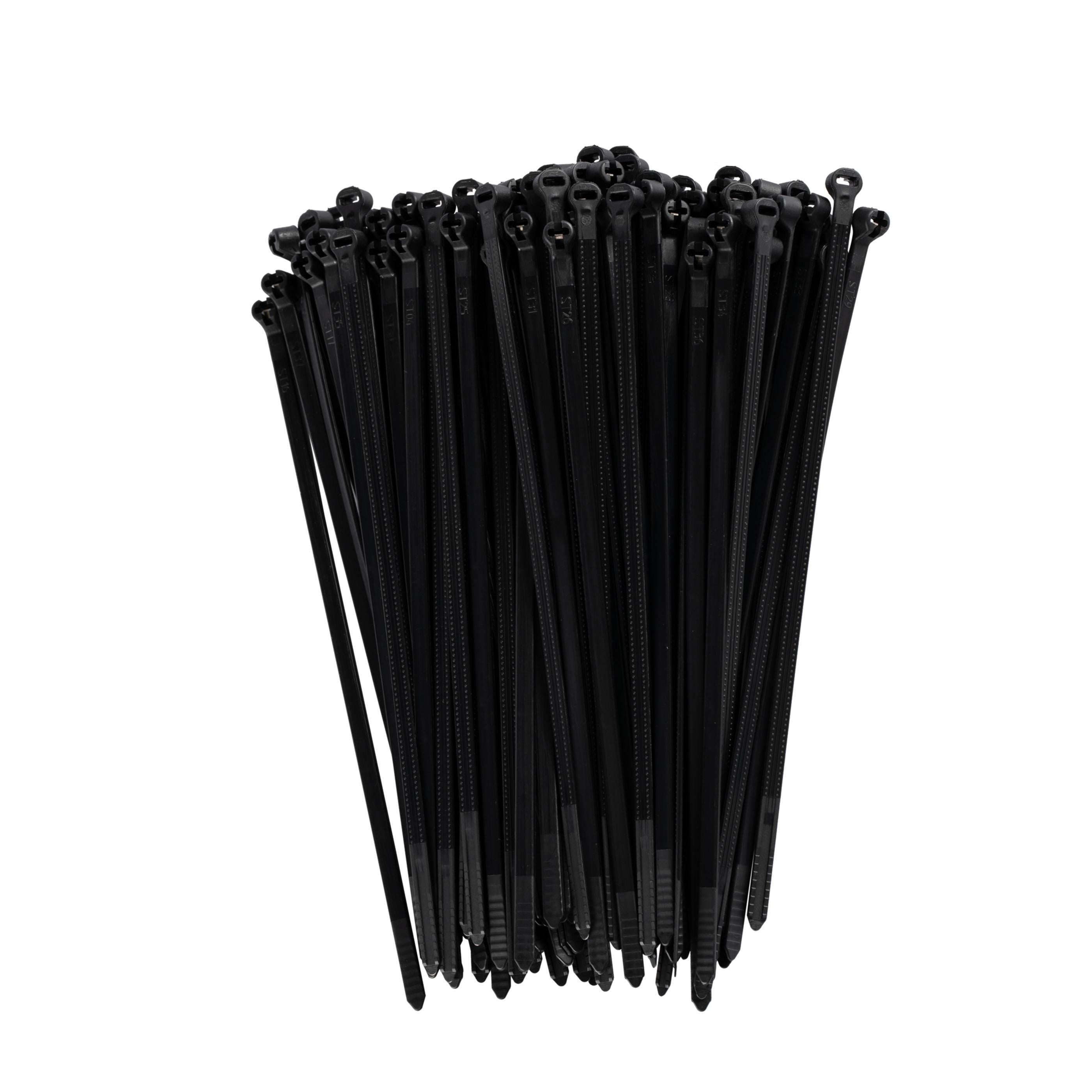 5.5-inch UV Resistant Black Steel Tooth Zip Tie, 40-lb Tensile Strength, UL 21 Listed, 100-Pack